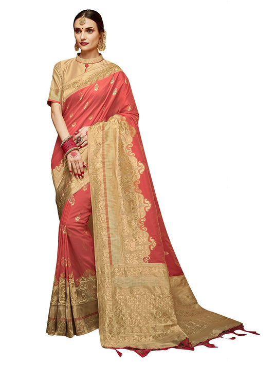 sarees-for-women-banarasi-art-silk-woven-saree-l-indian-ethnic-wedding-gift-sari-with-unstitched-blouse-peach