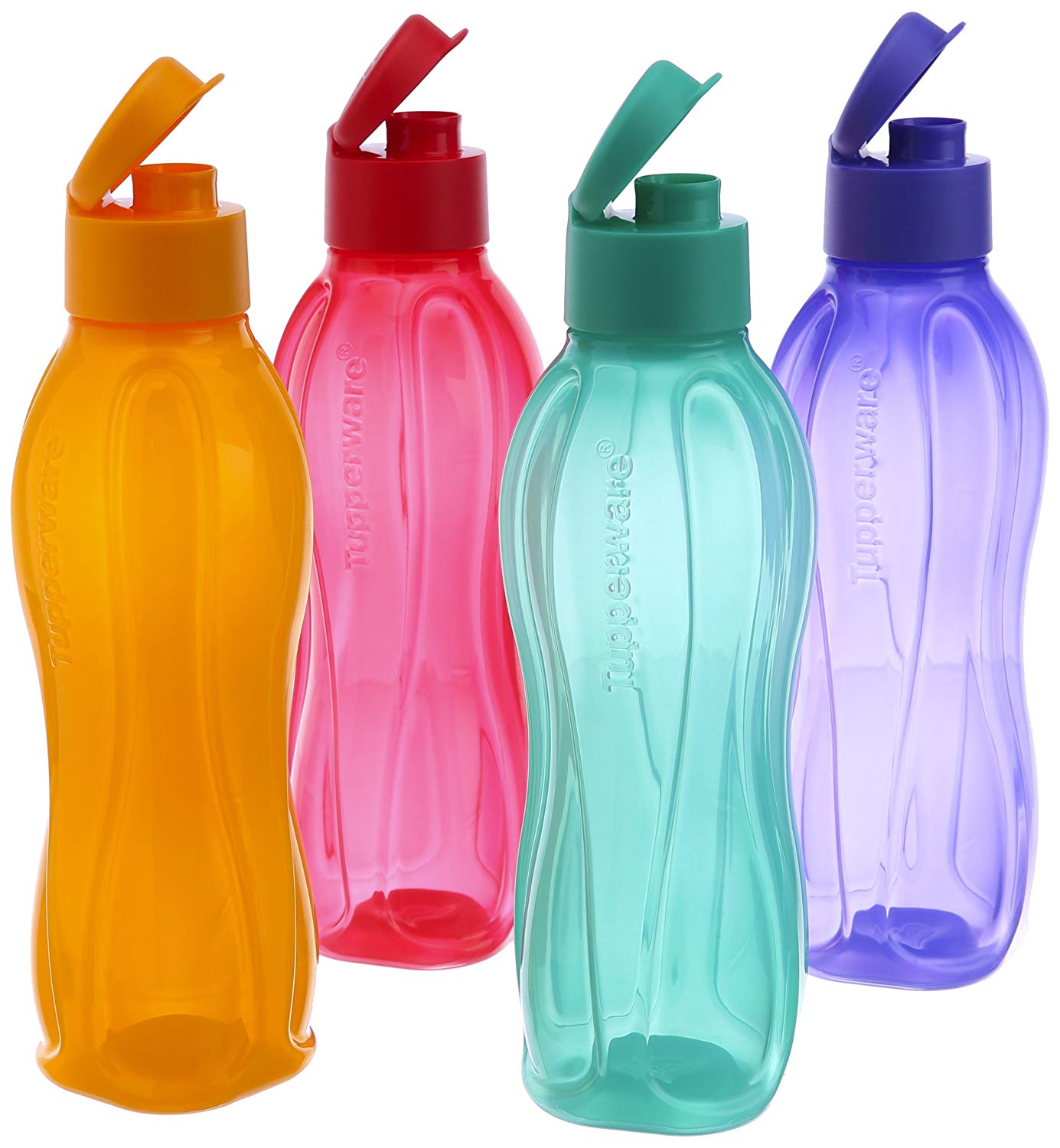 Tupperware Flip Top Water Bottle Set, 750ml, Set of 4, Multicolor