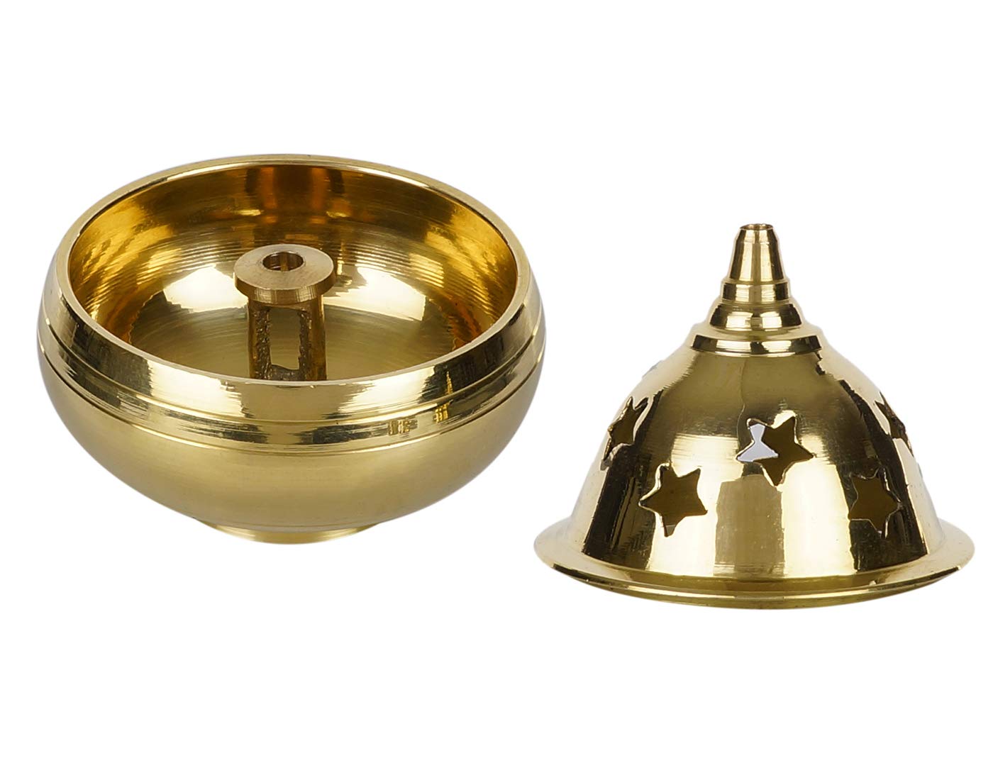 Brass Apple Shape Akhand Diya with Designed Star Holes on Top