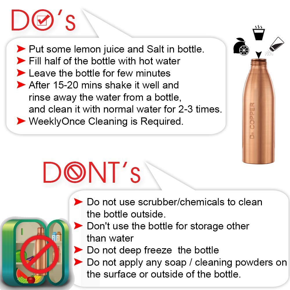 Dr. Copper Jumbo Pack-Buy Copper Water Bottle 1 Litre with 300 ml Copper Glass Free