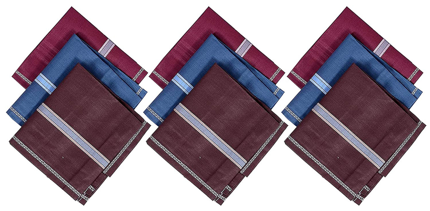 Cotton Premium Collection Handkerchiefs Hanky for Men, Set of 3 (Dark Color)