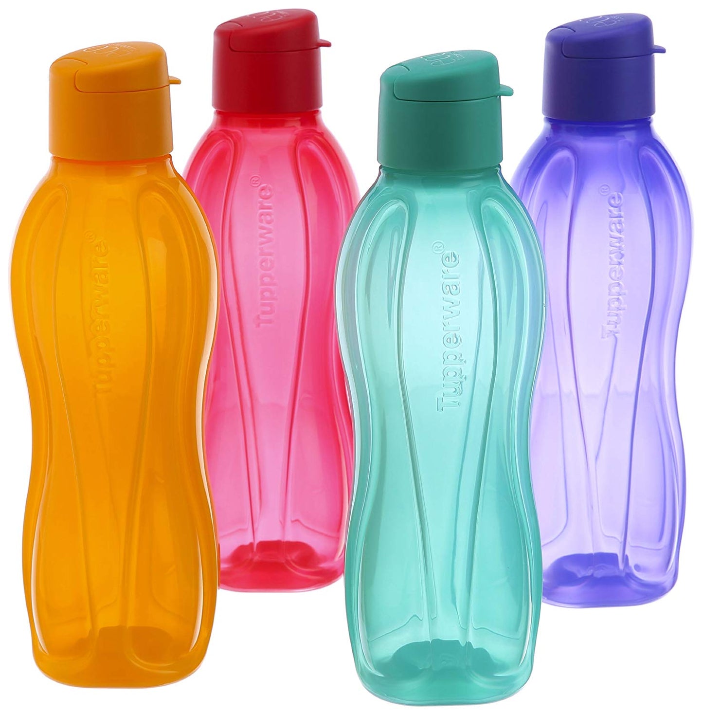 Tupperware Flip Top Water Bottle Set, 750ml, Set of 4, Multicolor