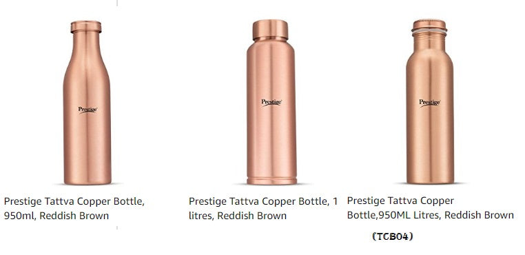 Prestige Tattva Copper Bottle, Reddish Brown - Choose Variation