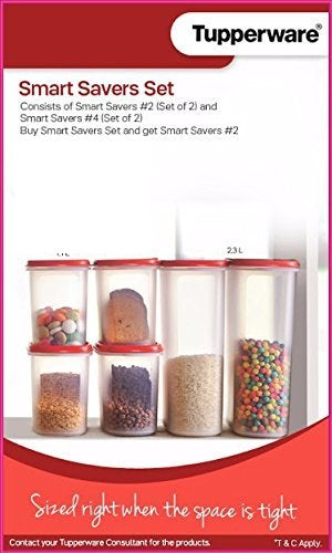 Tupperware Smart Savers Set 1.1 L, 4 Pcs, 2.3 L, 2 Pcs