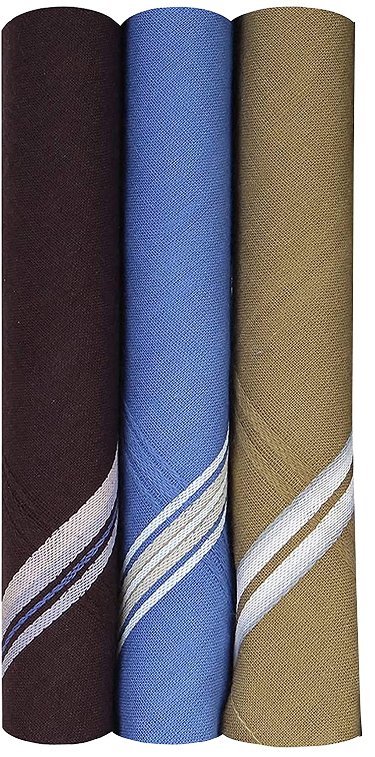 Cotton Premium Collection Handkerchiefs Hanky for Men, Set of 3 (Dark Color)