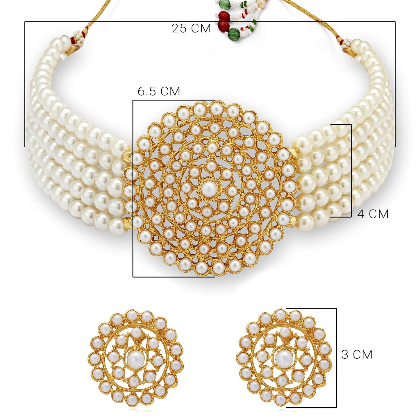 Adorable Gold Plated Pearl Choker Necklace Set for Women