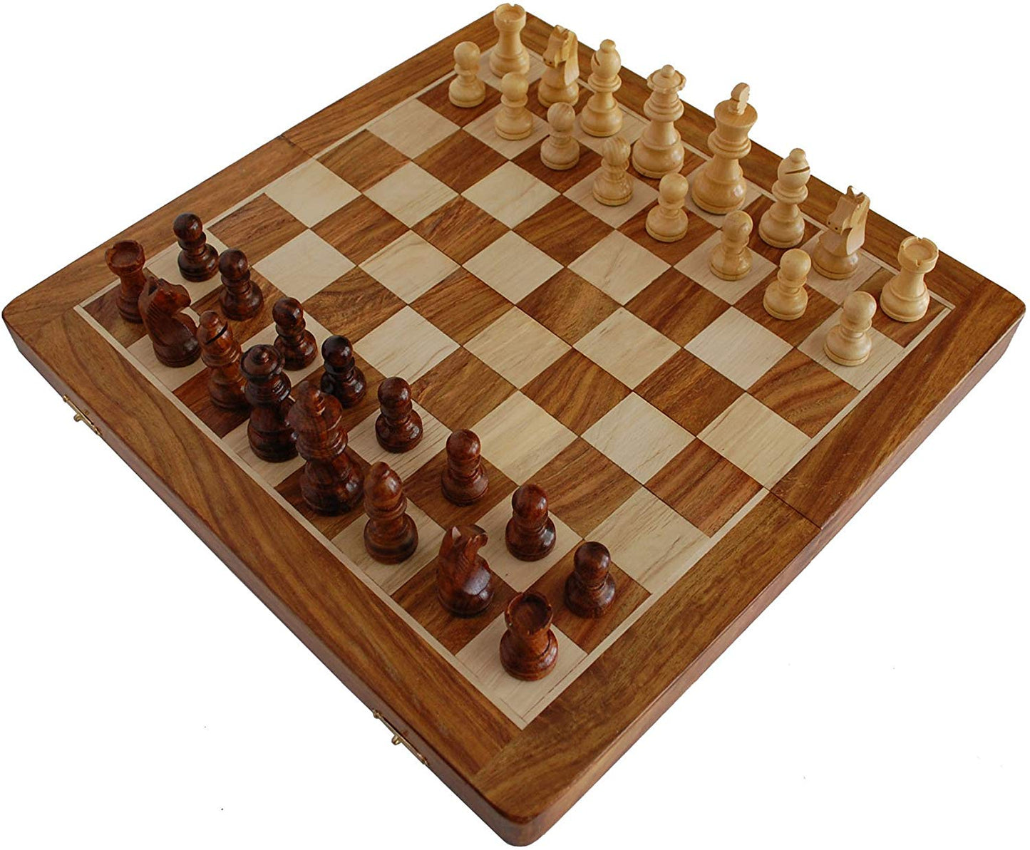 Magnetic Folding Wooden Chess Board (14 Inch)