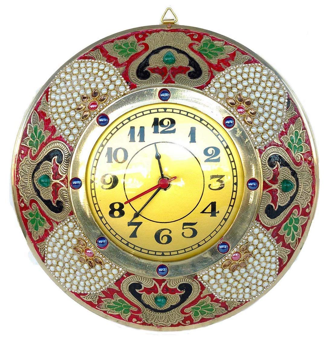 Rastogi Handicrafts Brass Wall Clock Decorative Handmade Home Decor Wall Hanging Living Room Office Wall Decor