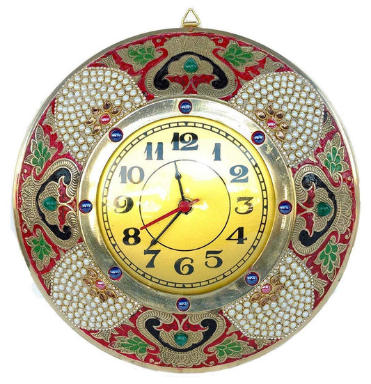 Rastogi Handicrafts Brass Wall Clock Decorative Handmade Home Decor Wall Hanging Living Room Office Wall Decor