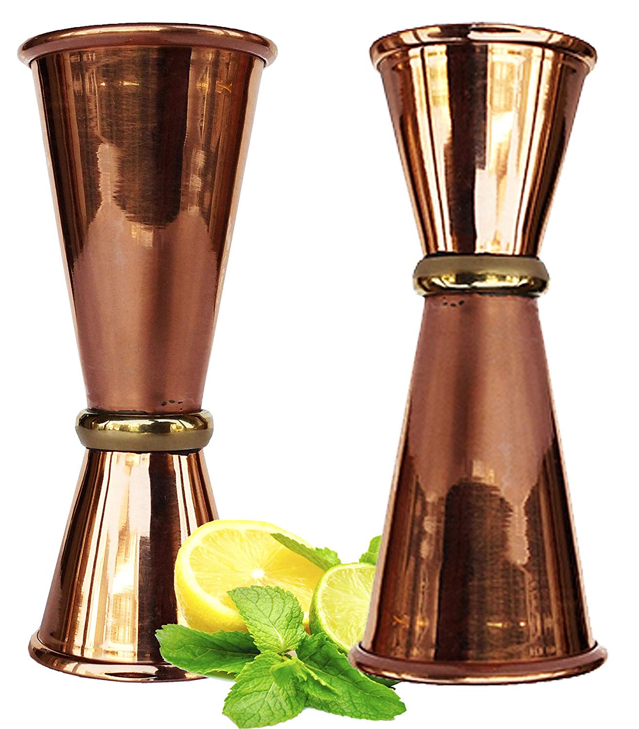 Rastogi Handicrafts Copper Double Jigger Cocktail Shot Glasses. 100% Solid Copper 2 Mix Perfect Craft & Classic Drinks Excellent Christmas Gifts! Set of 12