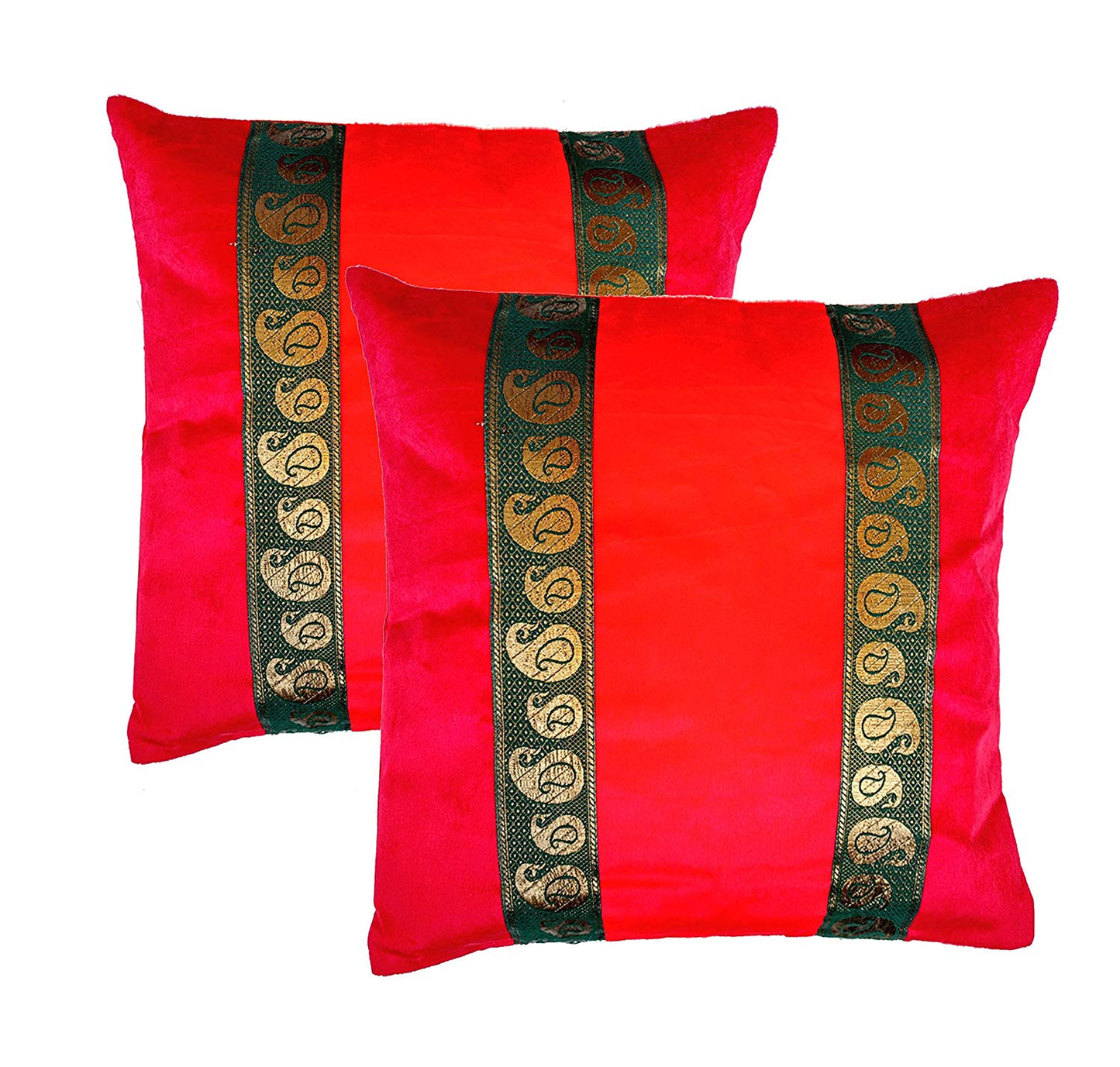 Rastogi Handicrafts Home Bed Cushion Cover Sofa Velvet Throw Pillow Zari Brocade Pretty Accent 16" Multi Colored Set of 5