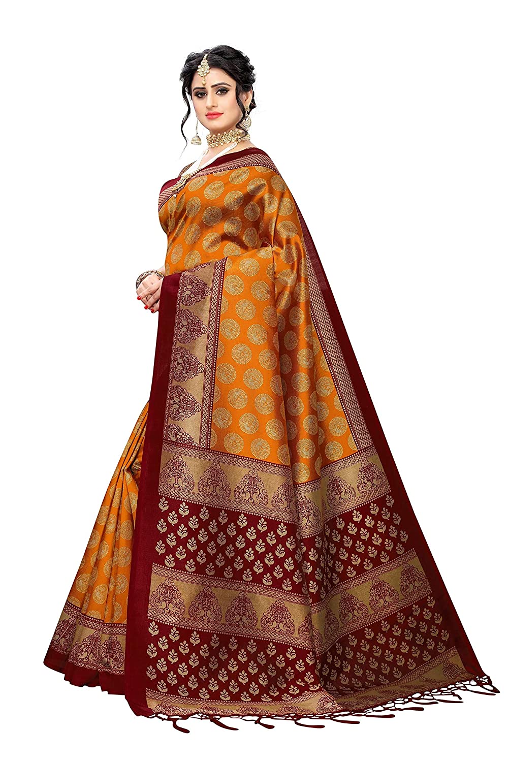 Women's Khadi Silk Printed Saree With Blouse Piece