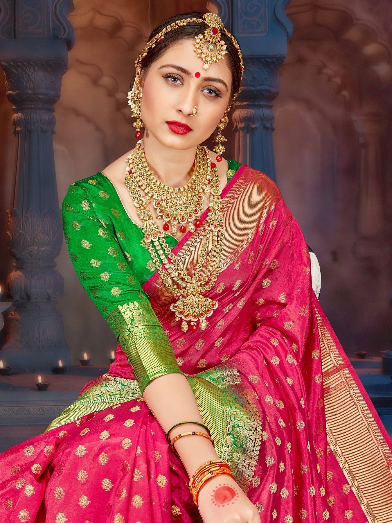 elina-fashion-sarees-for-women-banarasi-art-silk-woven-work-saree-l-indian-wedding-traditional-wear-sari-blouse-piece-pink