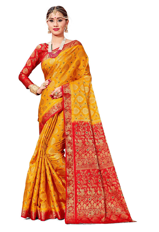 sarees-for-women-banarasi-art-silk-woven-saree-l-indian-wedding-gift-sari-with-unstitched-blouse-mustard