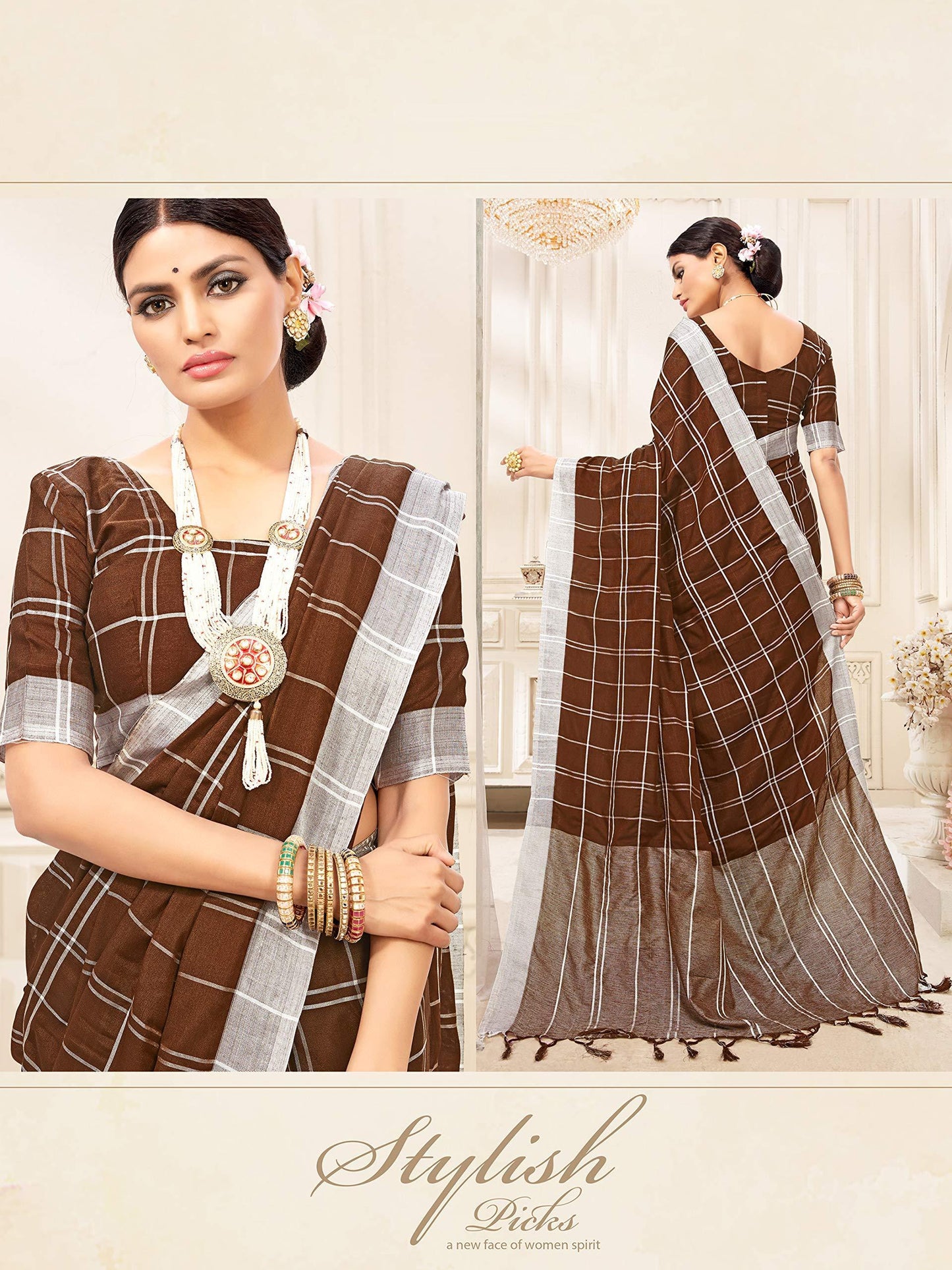 sarees-for-women-linen-cotton-silk-saree-l-indian-ethnic-wedding-diwali-gift-sari-with-unstitched-blouse-brown