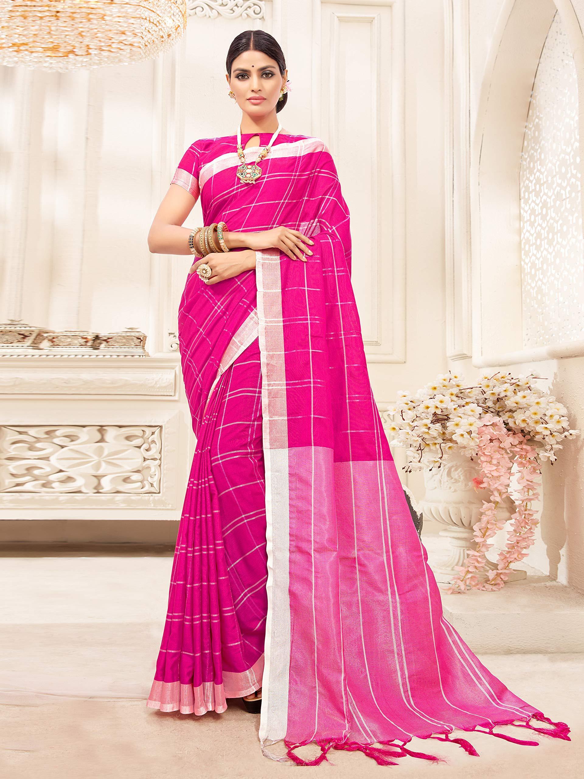 sarees-for-women-linen-cotton-silk-saree-l-indian-ethnic-wedding-diwali-gift-sari-with-unstitched-blouse-pink