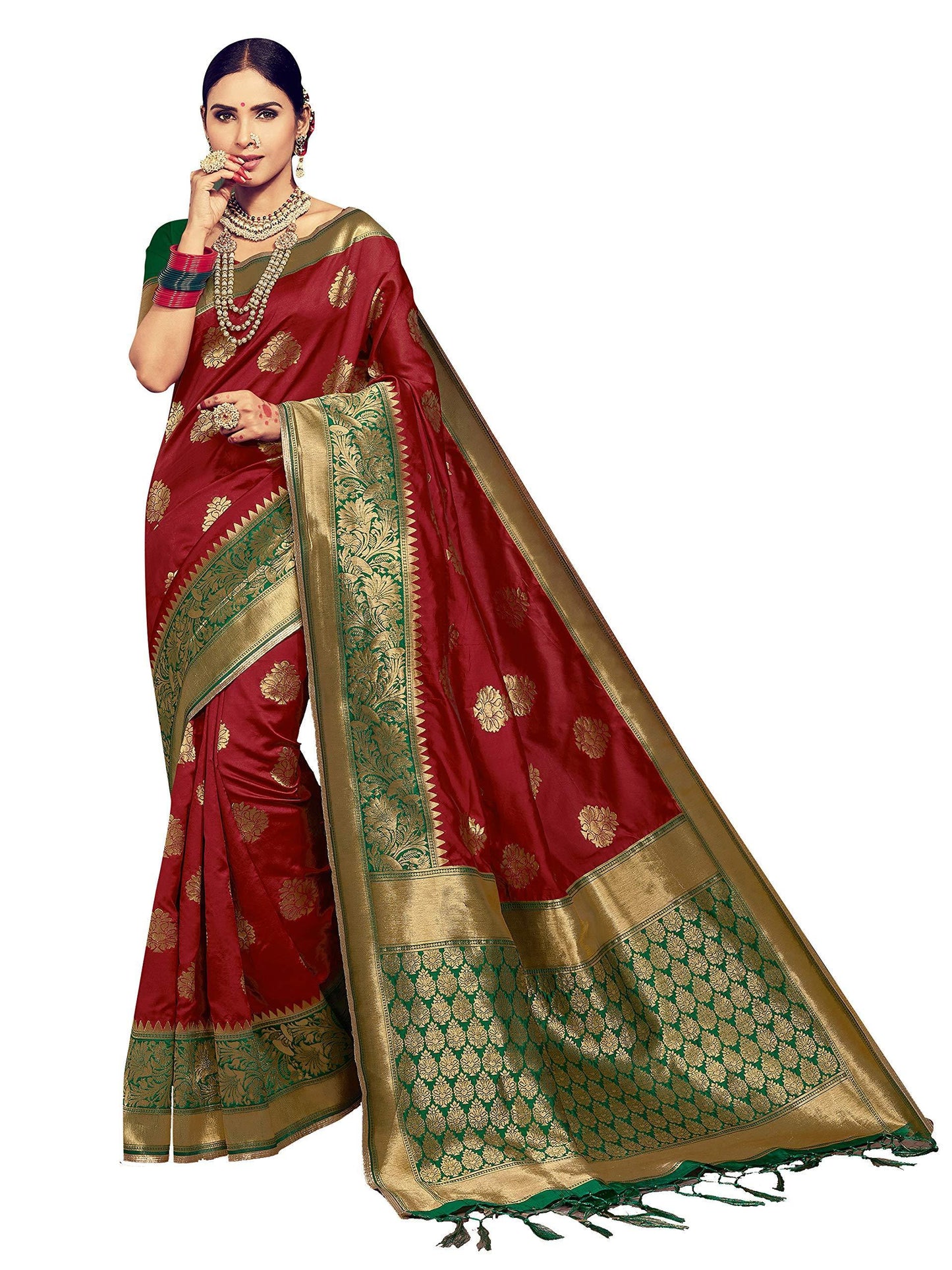 sarees-for-women-banarasi-art-silk-woven-saree-l-indian-ethnic-wedding-gift-sari-with-unstitched-blouse-maroon-1