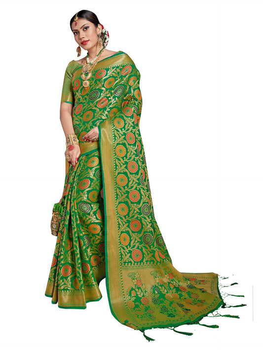 sarees-for-women-banarasi-patola-art-silk-woven-saree-l-indian-ethnic-wedding-gift-sari-with-unstitched-blouse-green-3