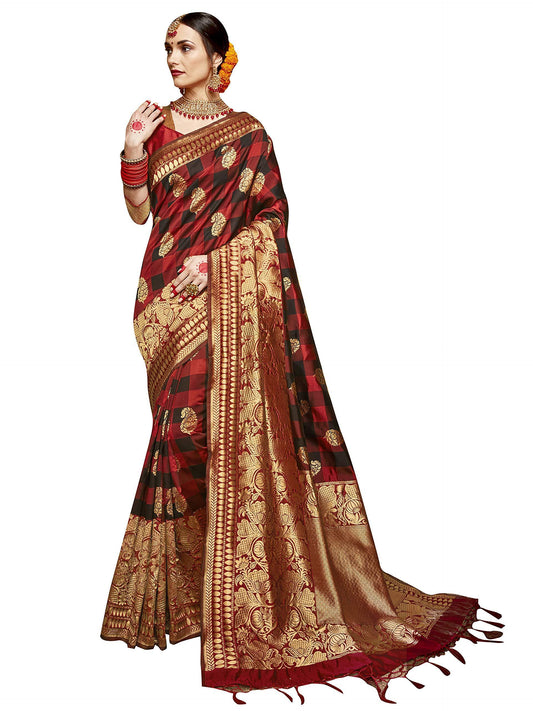 sarees-for-women-banarasi-art-silk-woven-saree-l-indian-ethnic-wedding-gift-sari-with-unstitched-blouse-maroon