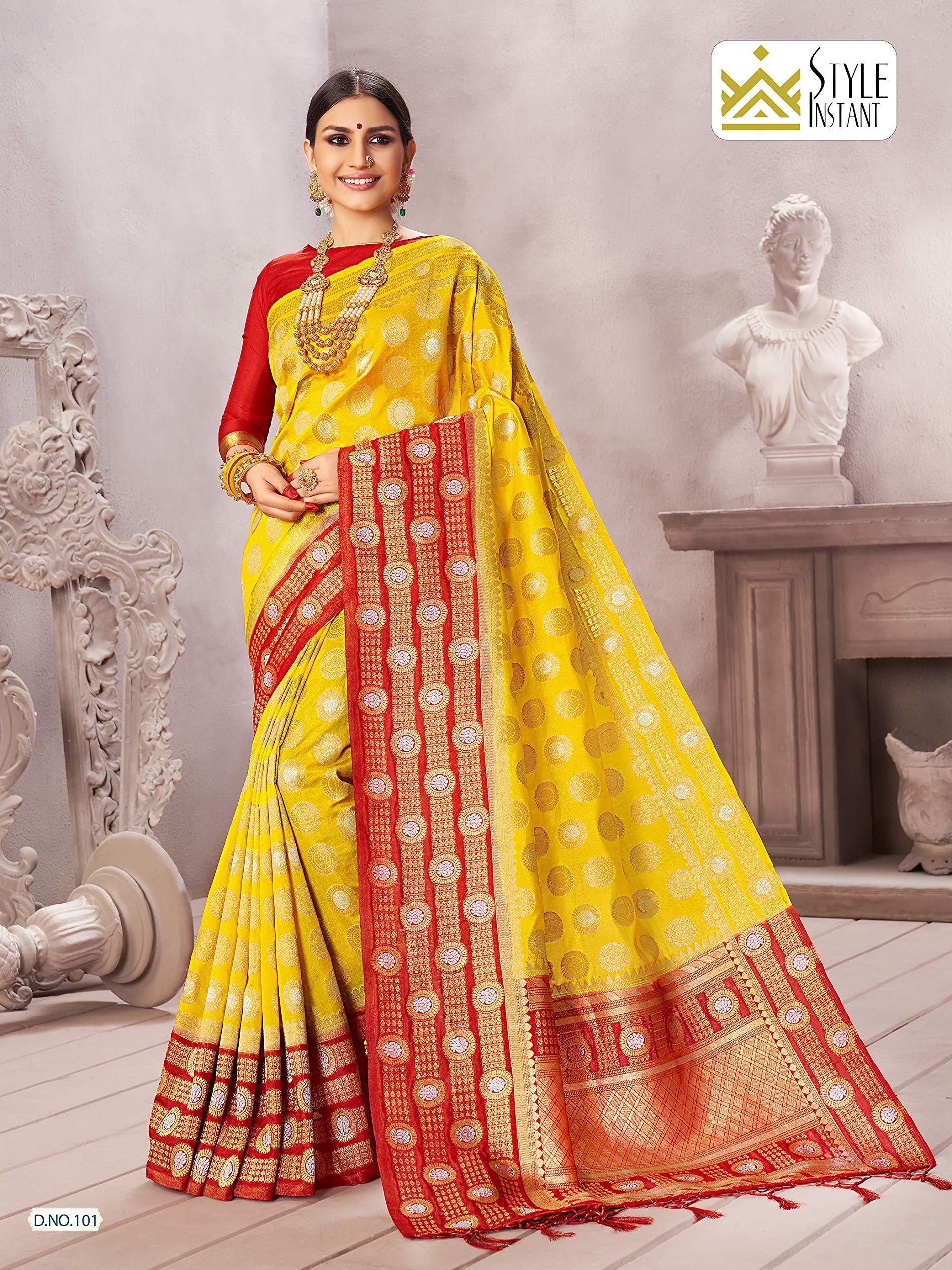 sarees-for-women-linen-banarasi-art-silk-l-indian-rakhi-wedding-diwali-gift-sari-with-unstitched-blouse-yellow