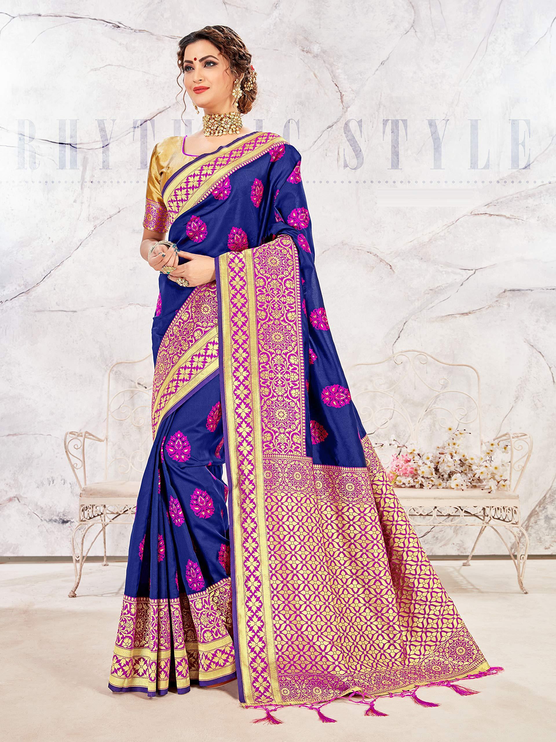 sarees-for-women-banarasi-art-silk-l-tradional-indian-wedding-diwali-gift-sari-with-unstitched-blouse-navy-blue-2