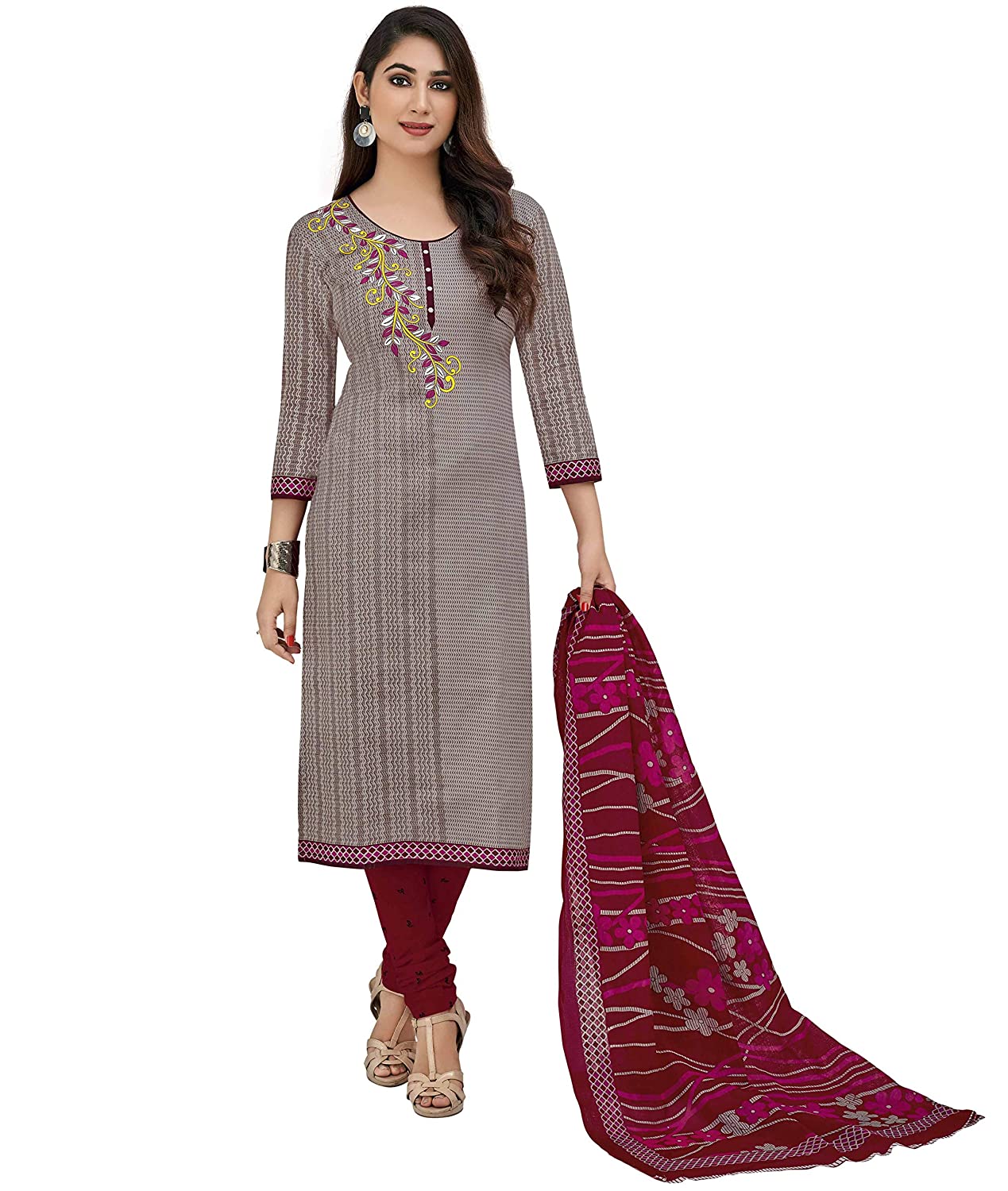 Women Cotton Un-stitched Dress Material