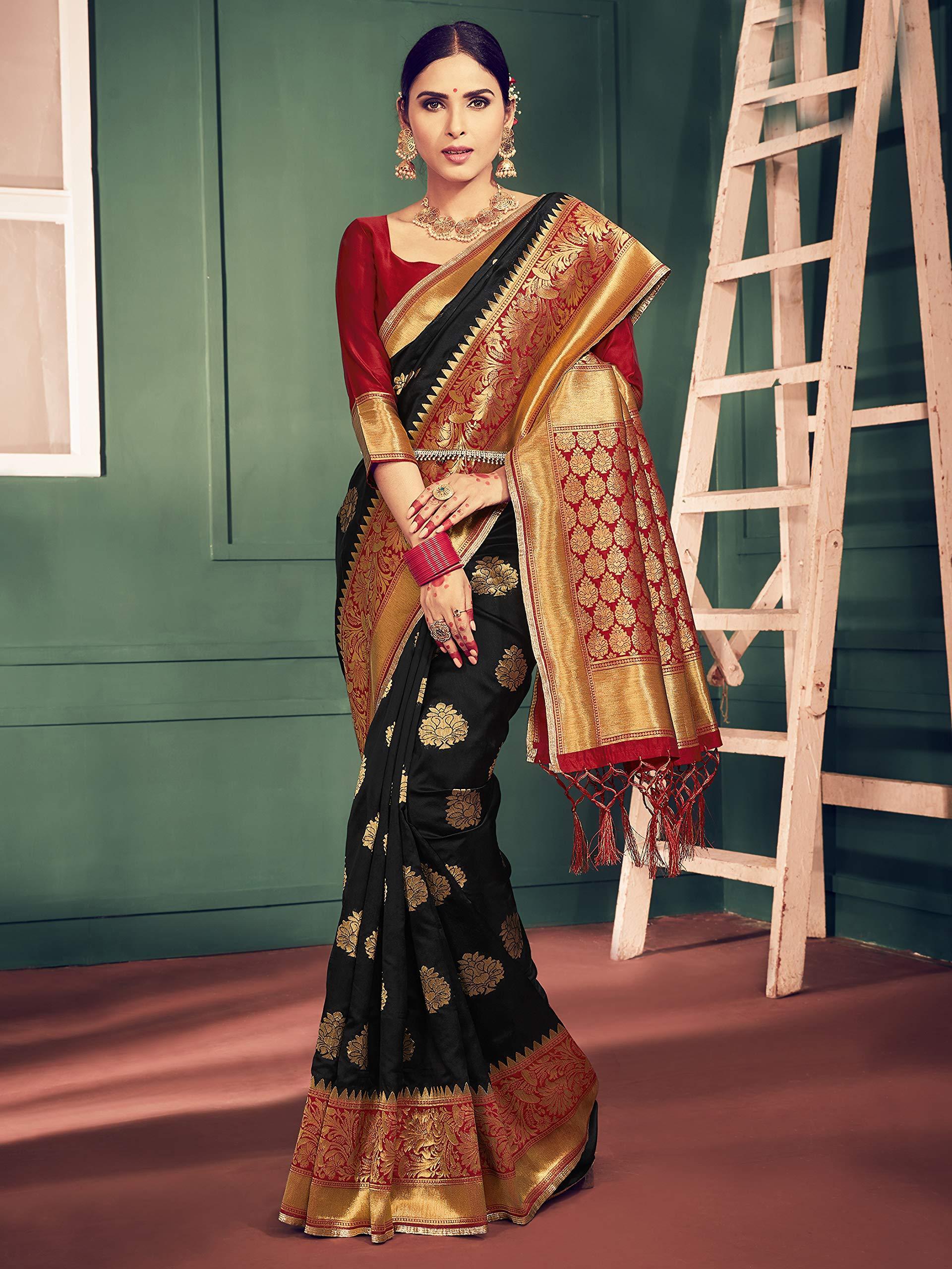 sarees-for-women-banarasi-art-silk-woven-saree-l-indian-ethnic-wedding-gift-sari-with-unstitched-blouse-black