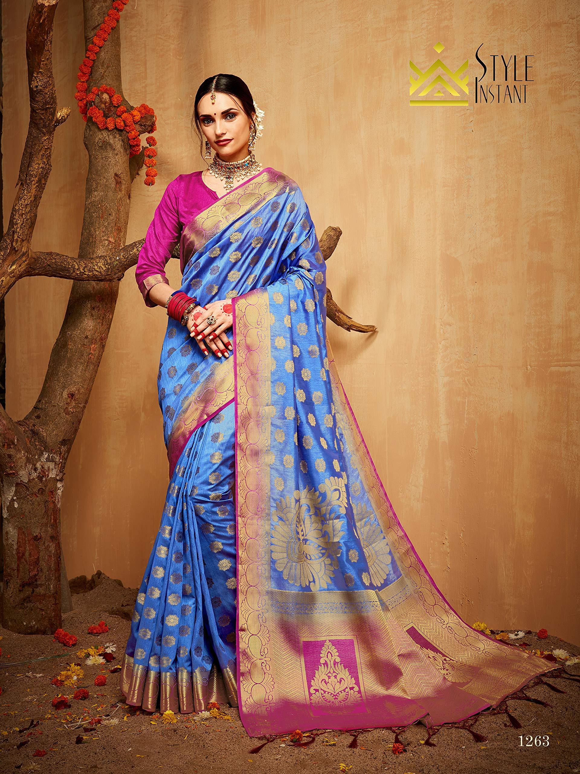 sarees-for-women-banarasi-art-silk-woven-saree-l-indian-wedding-gift-sari-with-unstitched-blouse-blue