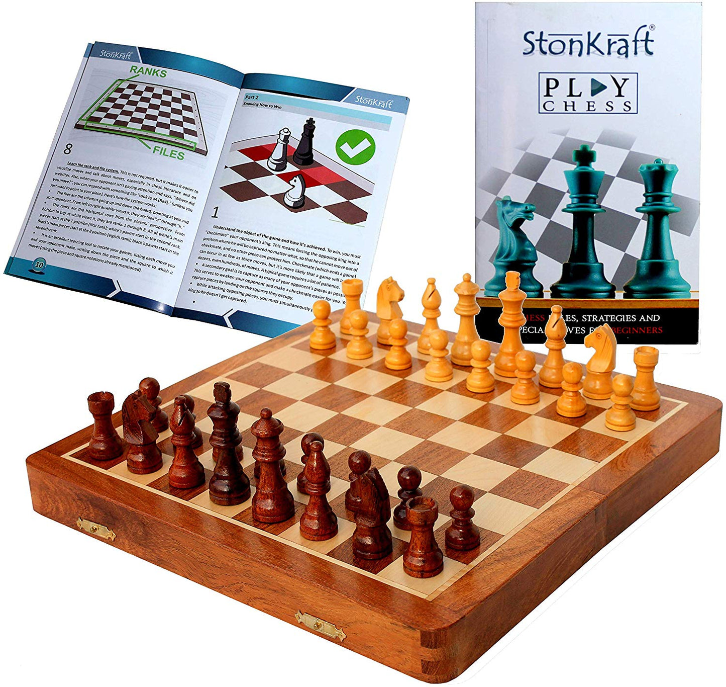 10"  Wooden Chess Game Board Set + Magnetic Wooden Pieces