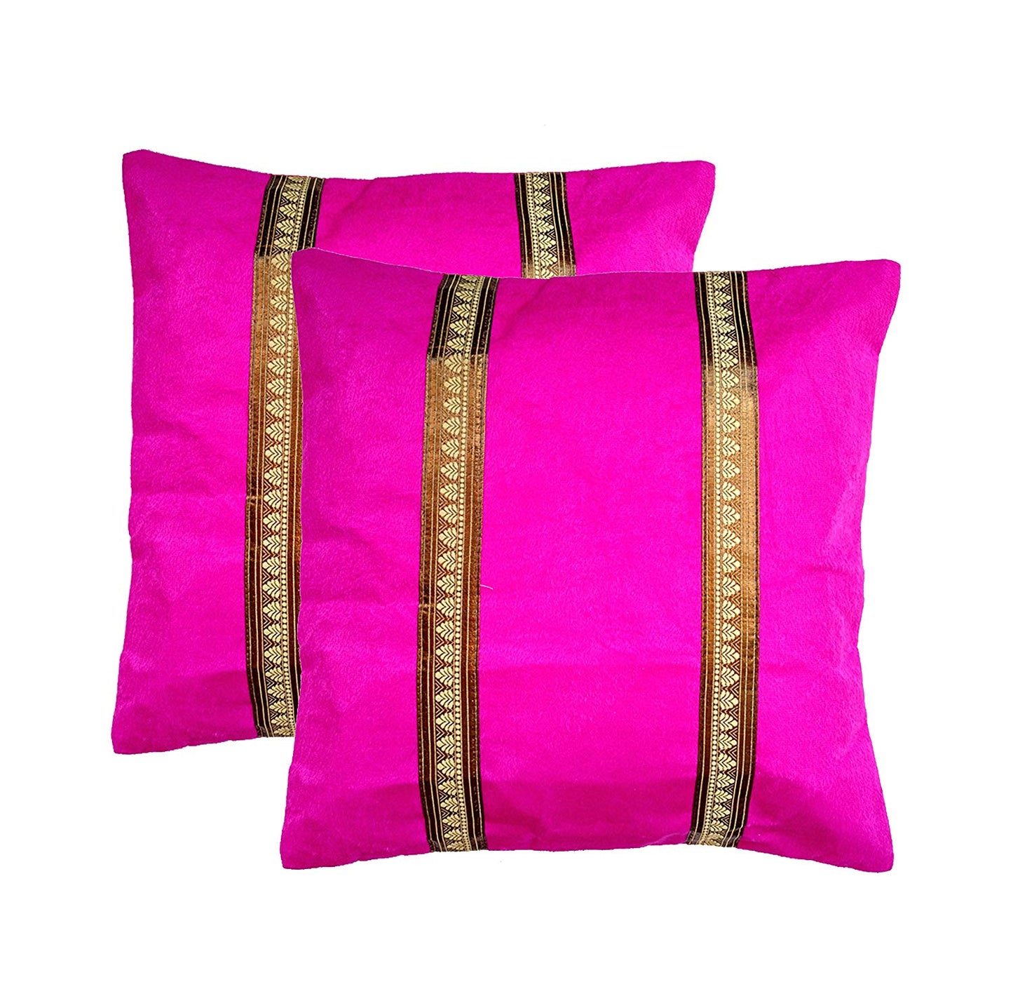 Rastogi Handicrafts Home Bed Cushion Cover Sofa Velvet Throw Pillow Zari Brocade Pretty Accent 16" Multi Colored Set of 5