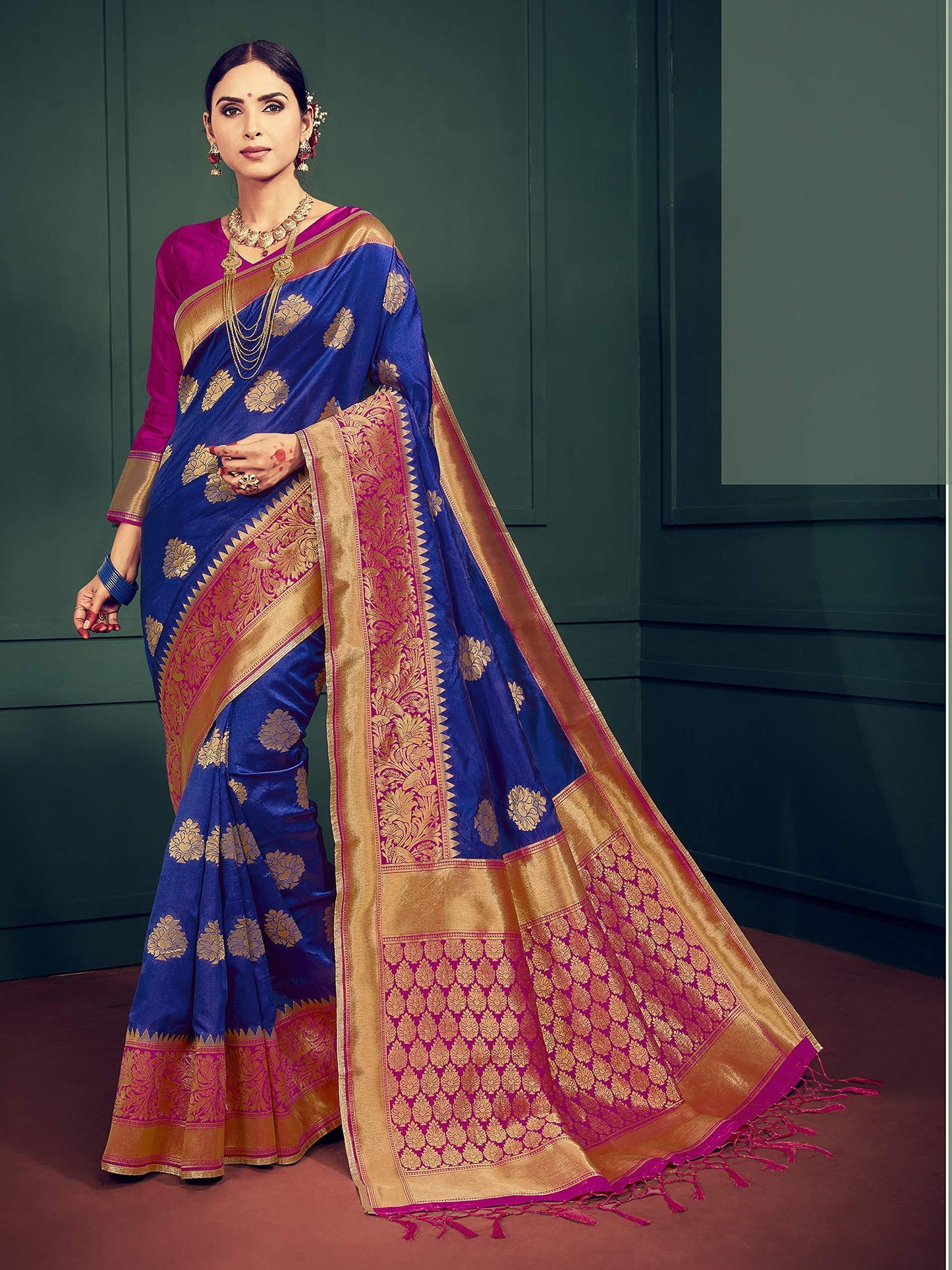 sarees-for-women-banarasi-art-silk-woven-saree-l-indian-ethnic-wedding-gift-sari-with-unstitched-blouse-blue