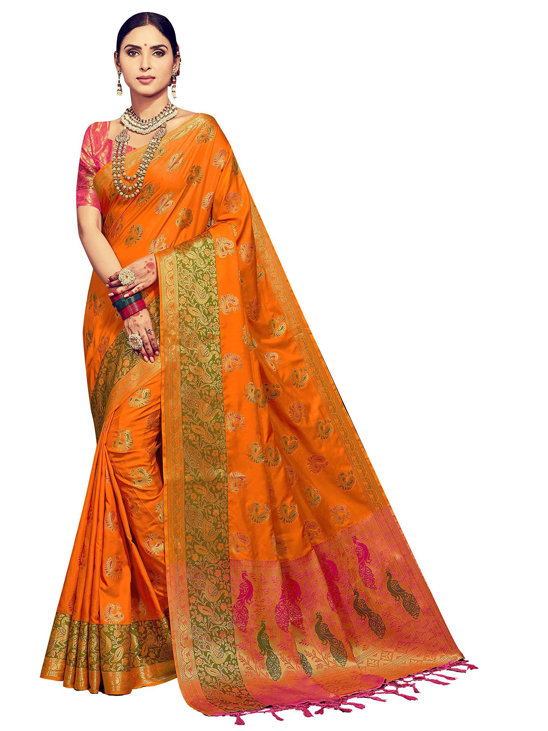 sarees-for-women-banarasi-kanjivaram-art-silk-woven-saree-l-indian-ethnic-wedding-gift-sari-with-unstitched-blouse-orange