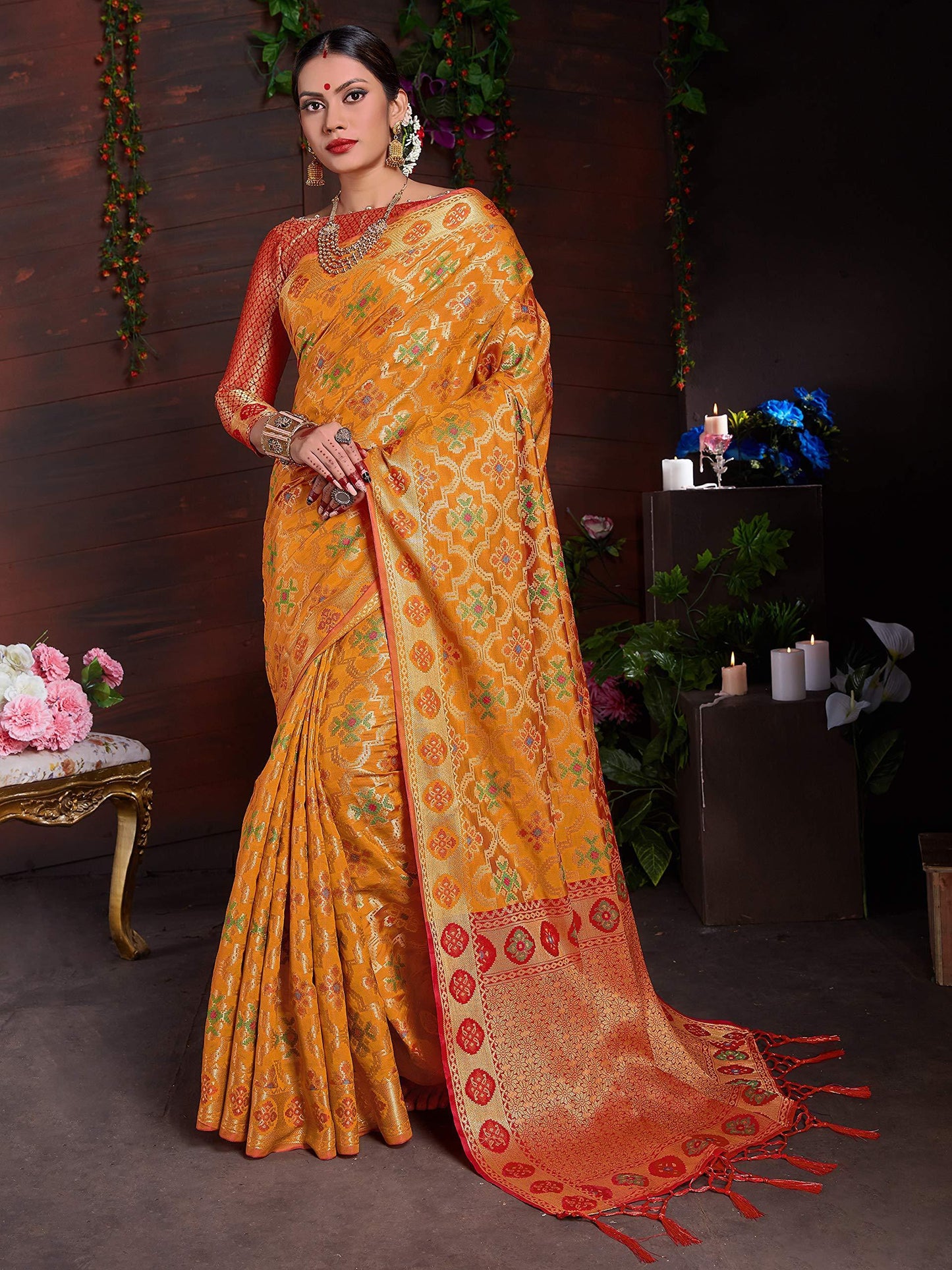 sarees-for-women-banarasi-patola-art-silk-woven-saree-l-indian-ethnic-wedding-gift-sari-with-unstitched-blouse-mustard