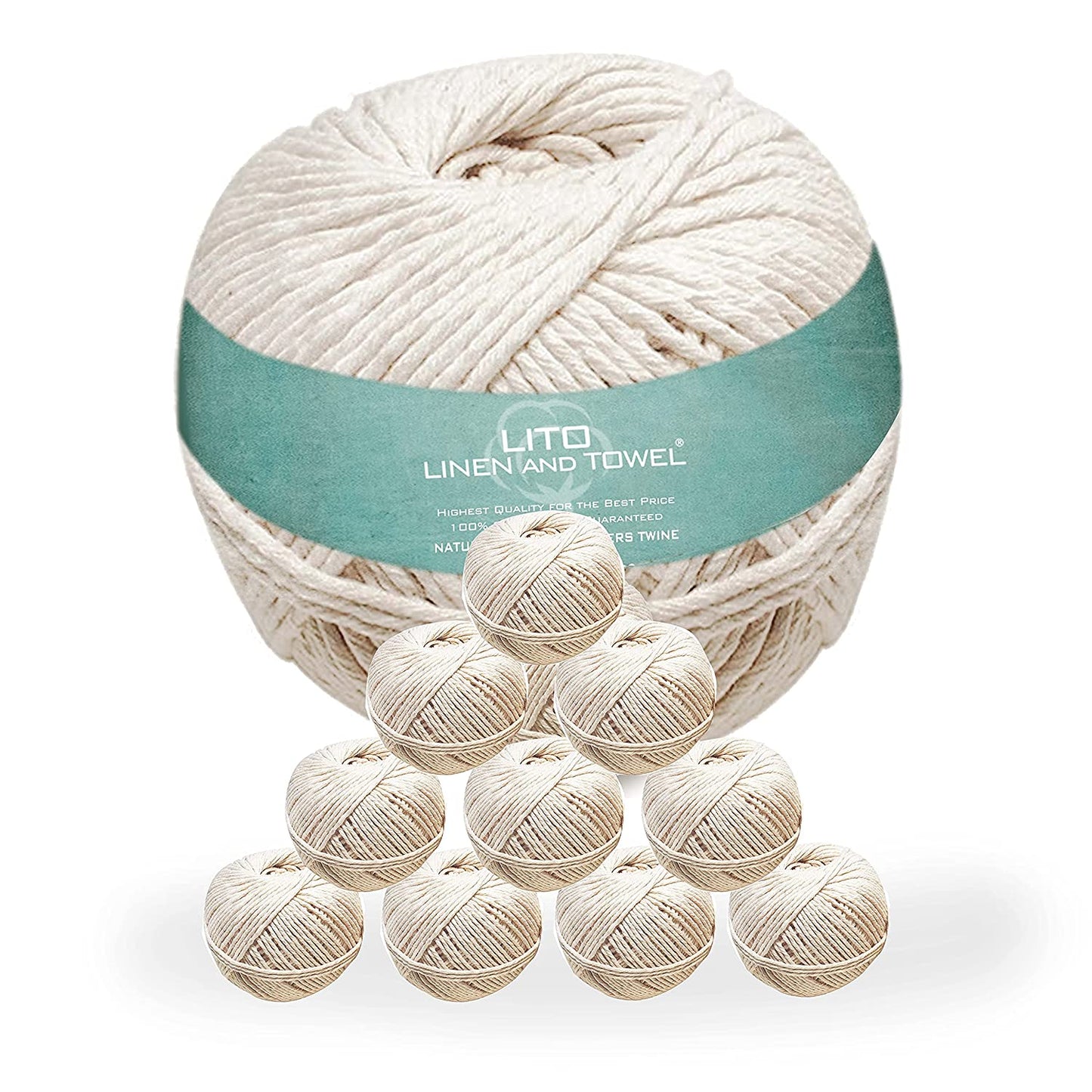 100% cotton twine string Thread Organic Natural Cotton Butchers Dori Thread Twisted Piping Macrane11 Ply Baker's Kitchen Twine Natural Chef Grade Food Safe Cooking Twine, Kitchen String, Baking String for Trussing rope DIY Craft200 Ft-Pack