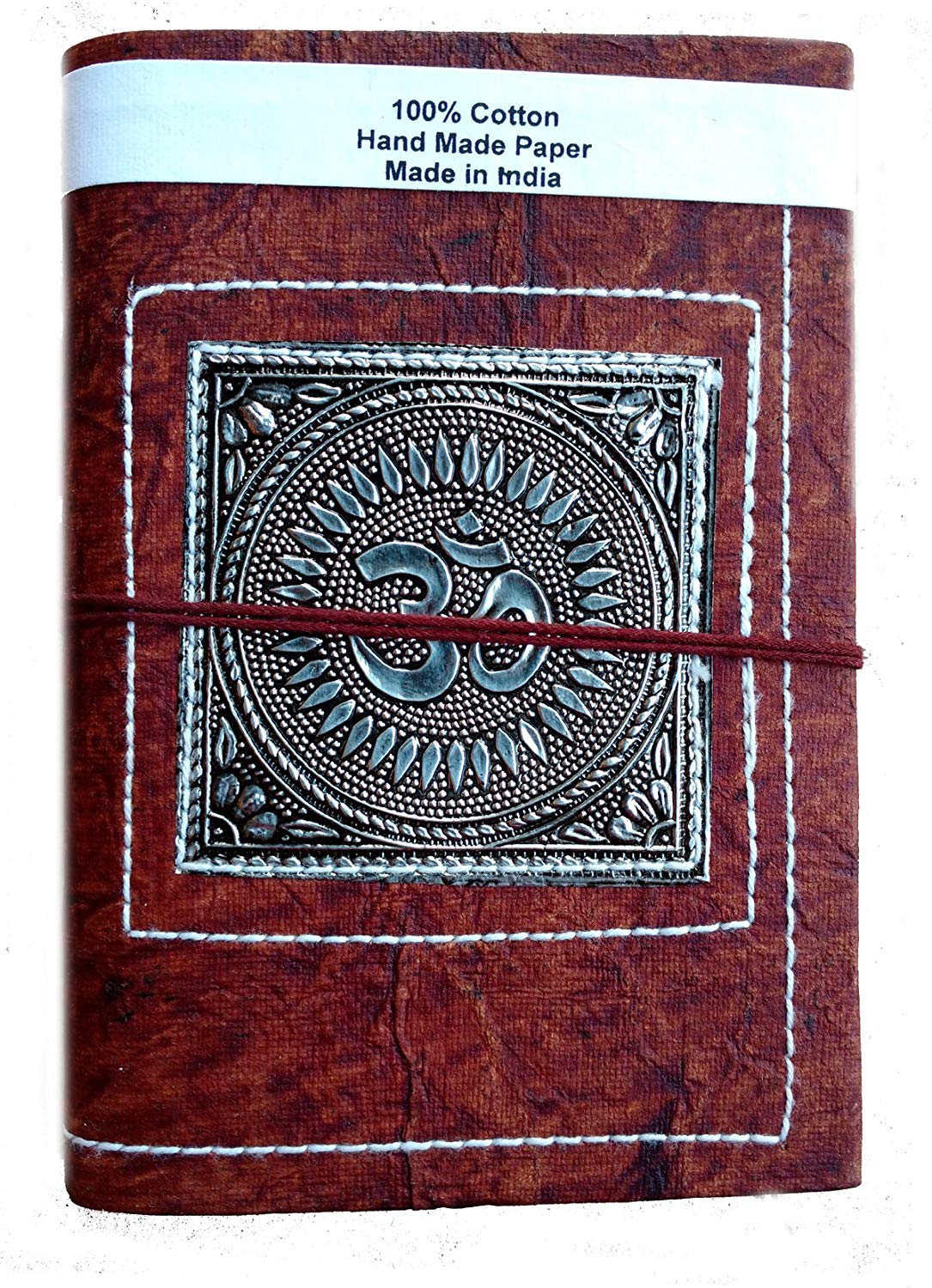 Rastogi Handicrafts Gift Handmade Paper Diary Notebook Planner Silver Plated OM Printed Journal (3)