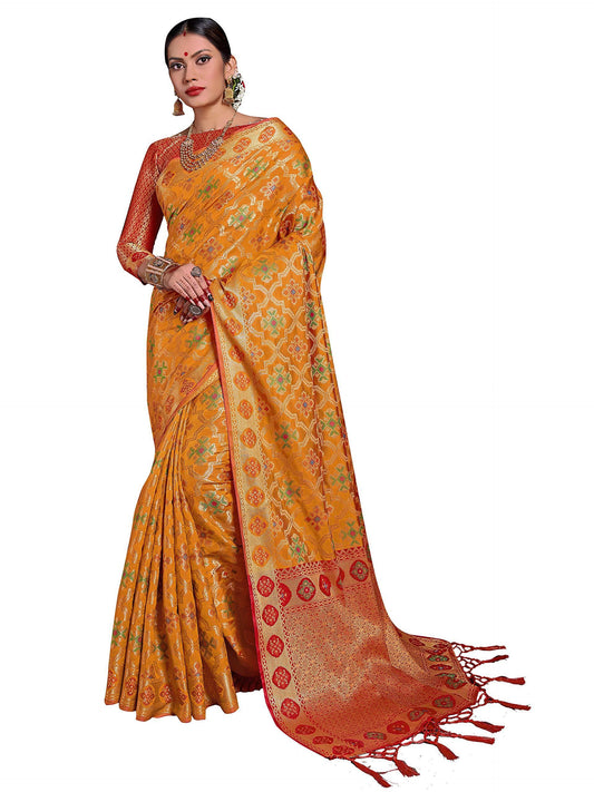 sarees-for-women-banarasi-patola-art-silk-woven-saree-l-indian-ethnic-wedding-gift-sari-with-unstitched-blouse-mustard