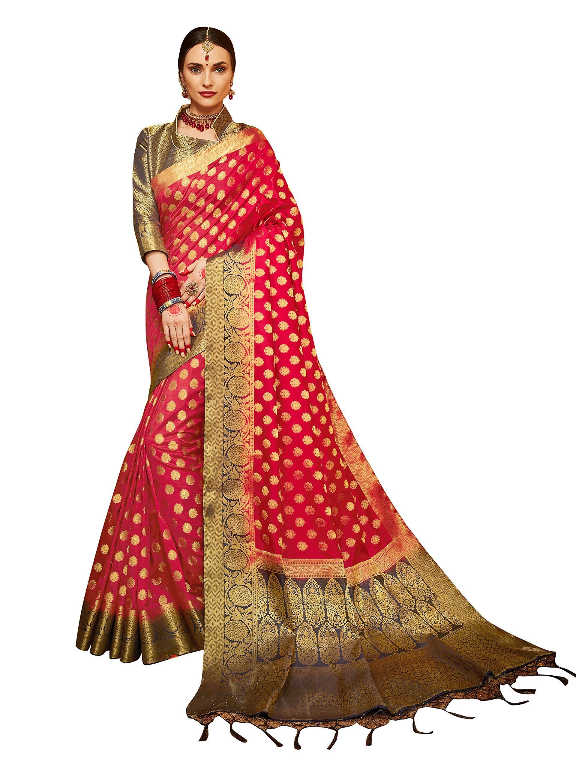 sarees-for-women-banarasi-art-silk-woven-saree-l-indian-wedding-gift-sari-with-unstitched-blouse-red