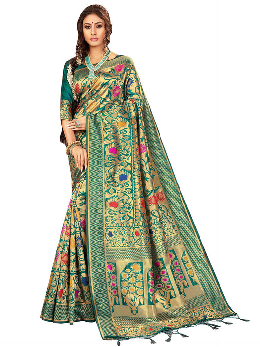 sarees-for-women-linen-banarasi-art-silk-l-indian-rakhi-wedding-diwali-gift-sari-with-unstitched-blouse-teal