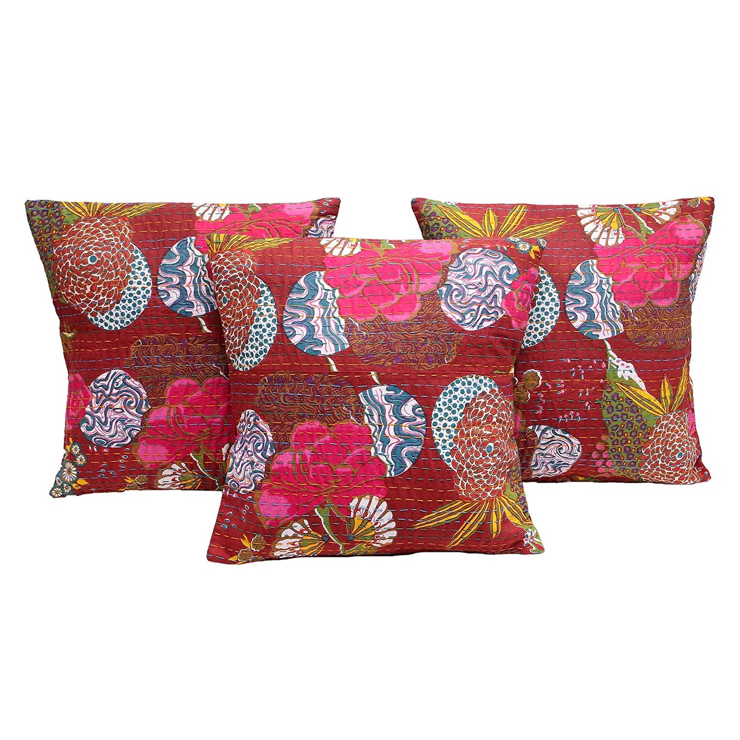 Rastogi Handicrafts Cotton Superb Cushion Cover L: 40 Cms, W: 40 Cms set of 3