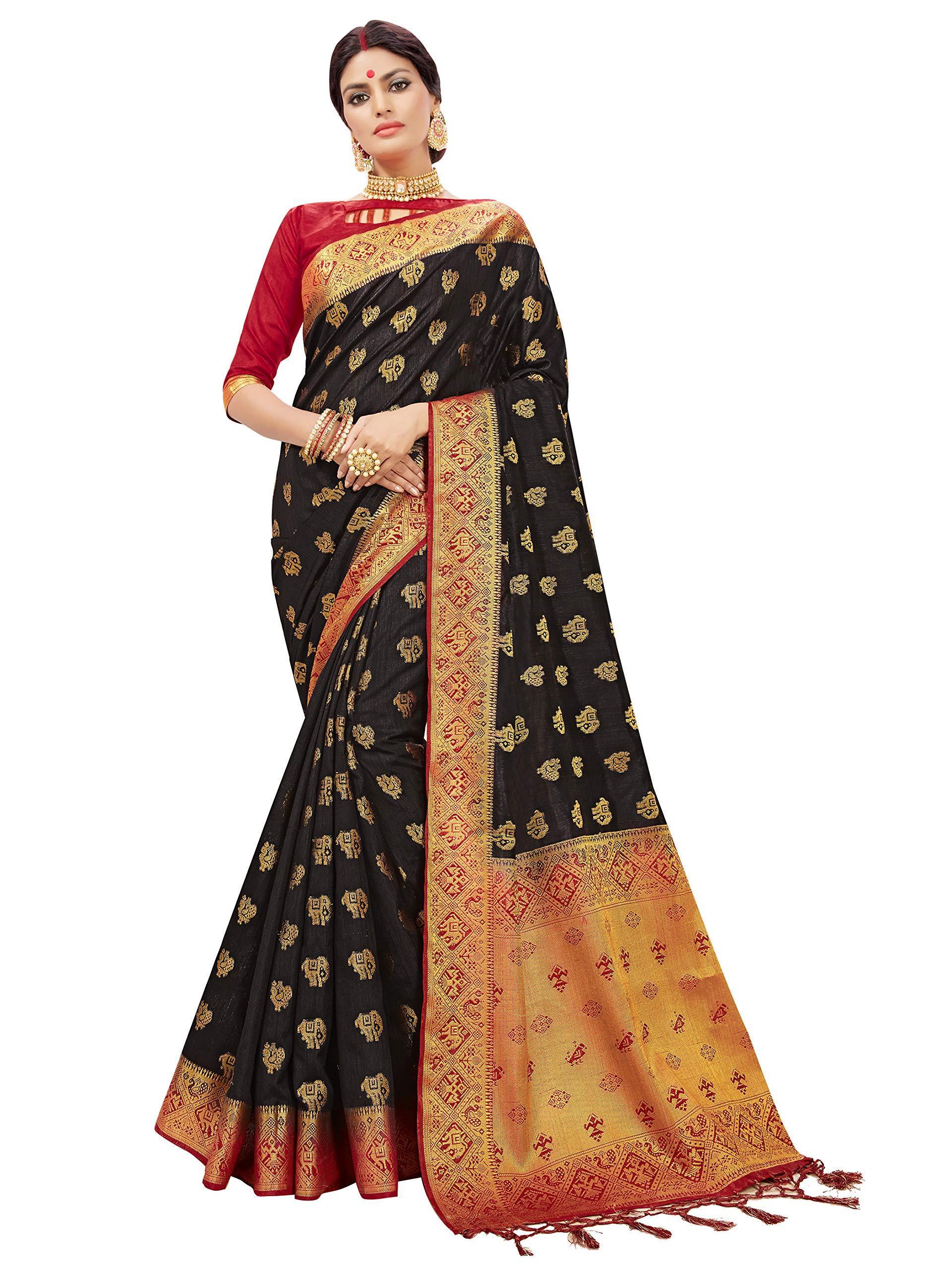 sarees-for-women-banarasi-art-silk-saree-l-indian-ethnic-wedding-diwali-gift-sari-with-unstitched-blouse-black