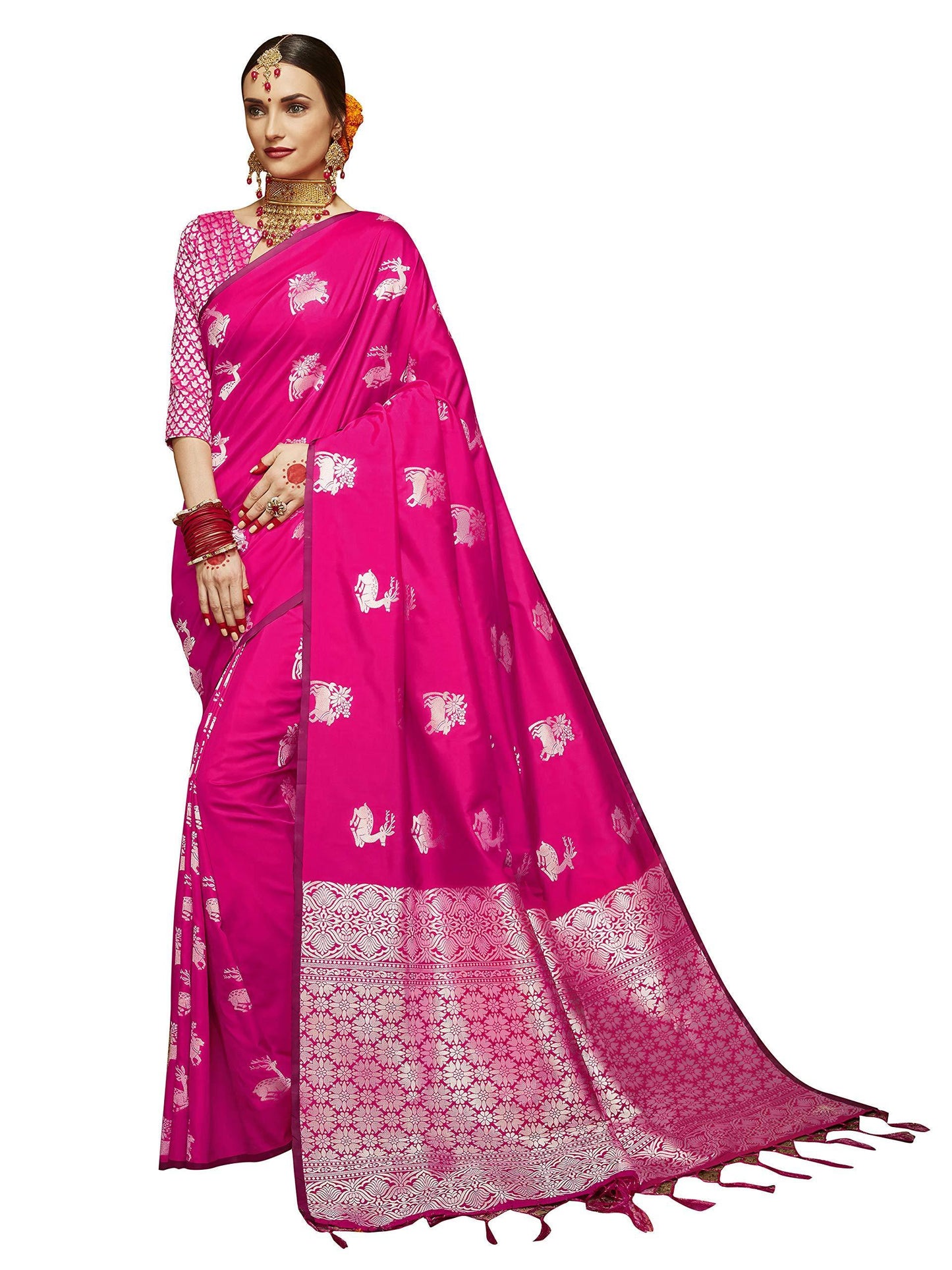 sarees-for-women-banarasi-art-silk-woven-saree-l-indian-ethnic-wedding-gift-sari-with-unstitched-blouse-pink