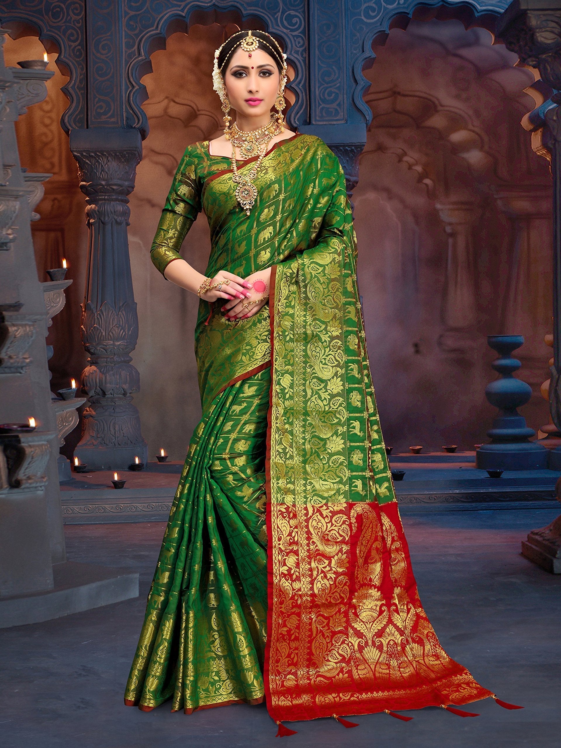 elina-fashion-sarees-for-women-patola-art-silk-woven-work-saree-l-indian-wedding-ethnic-sari-with-blouse-piece-green-1