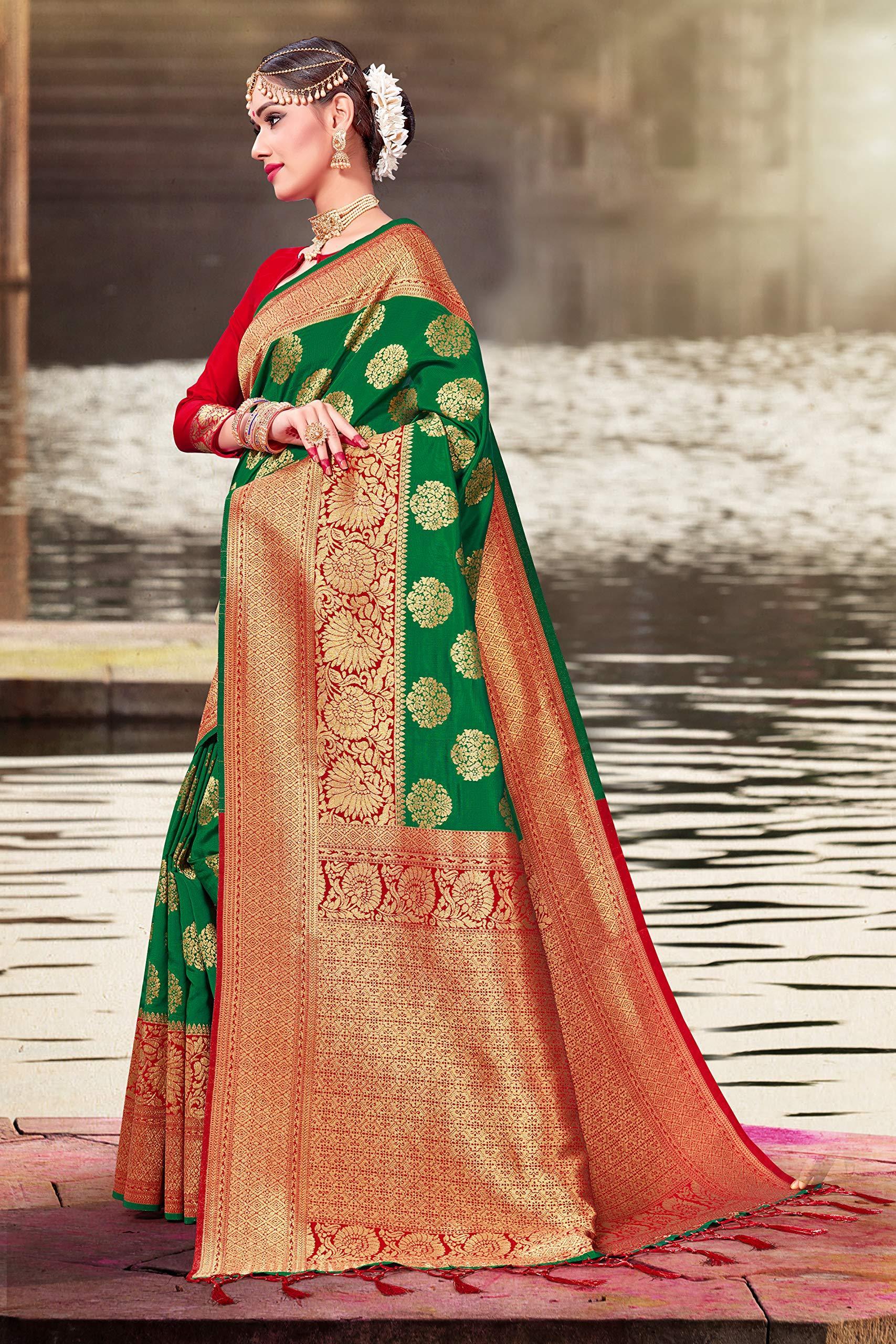 sarees-for-women-banarasi-art-silk-woven-sari-l-indian-wedding-traditional-wear-sarees-and-blouse-green