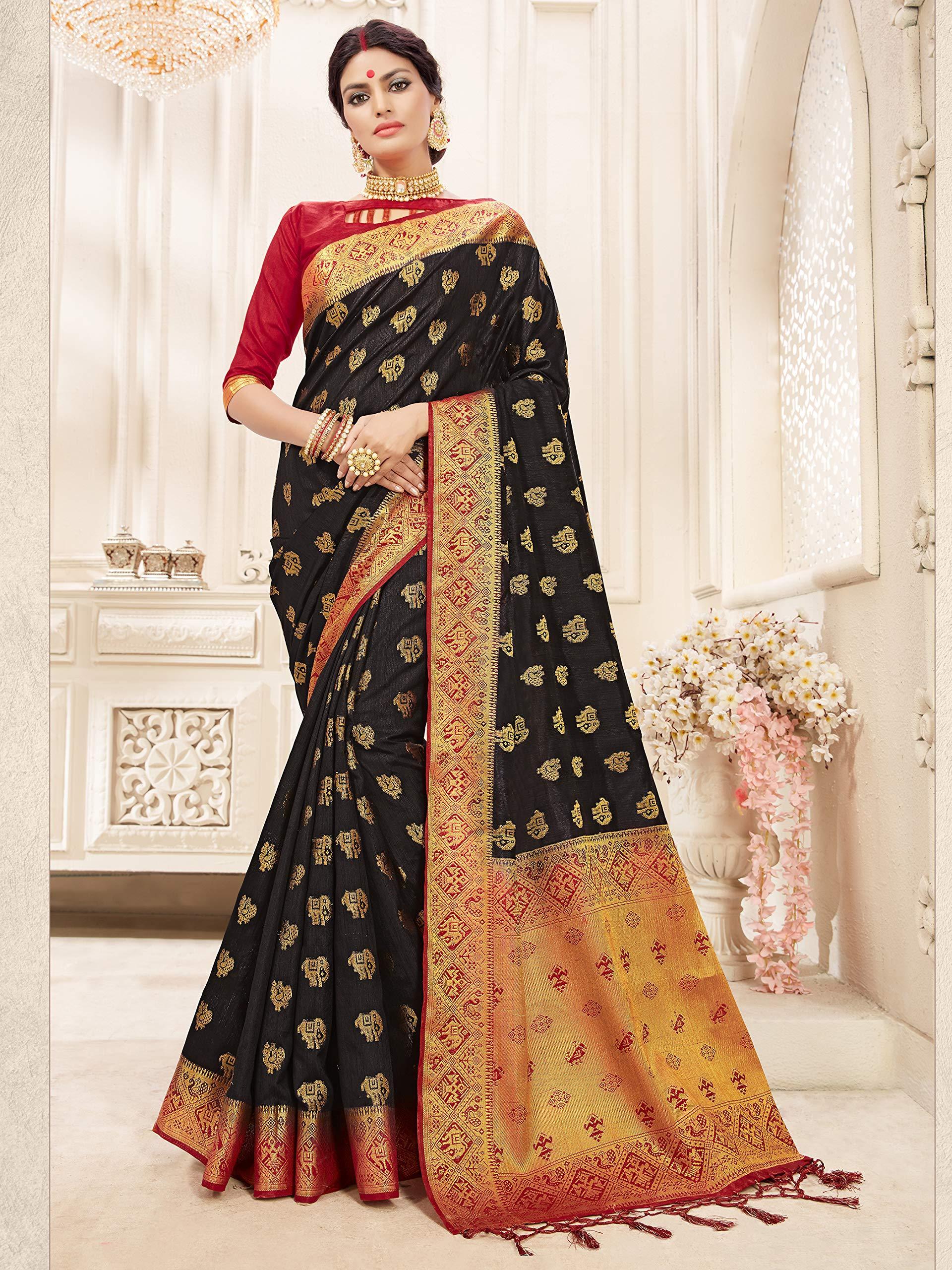 sarees-for-women-banarasi-art-silk-saree-l-indian-ethnic-wedding-diwali-gift-sari-with-unstitched-blouse-black