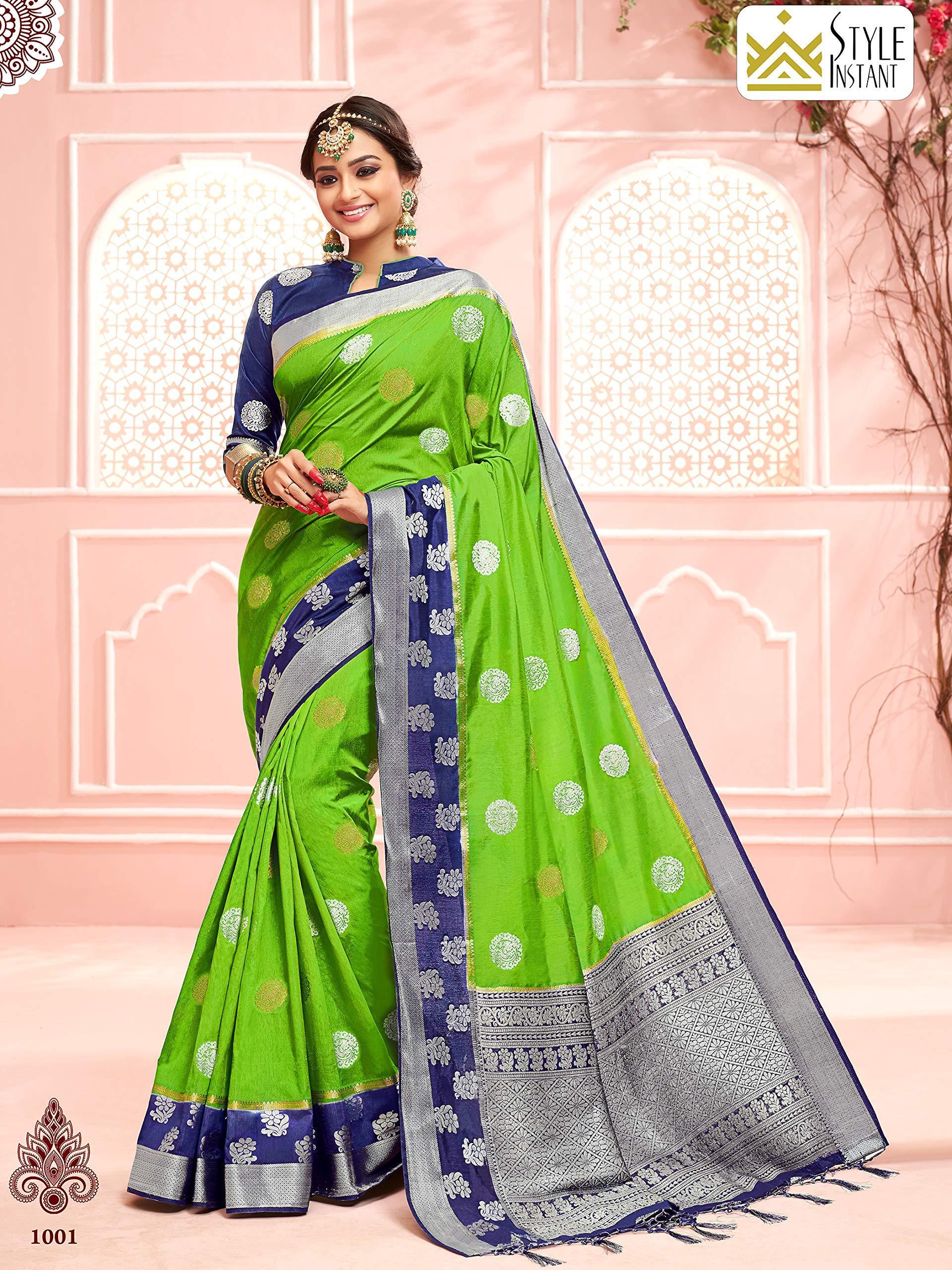 sarees-for-women-banarasi-art-silk-l-tradional-indian-wedding-diwali-gift-sari-with-unstitched-blouse-green