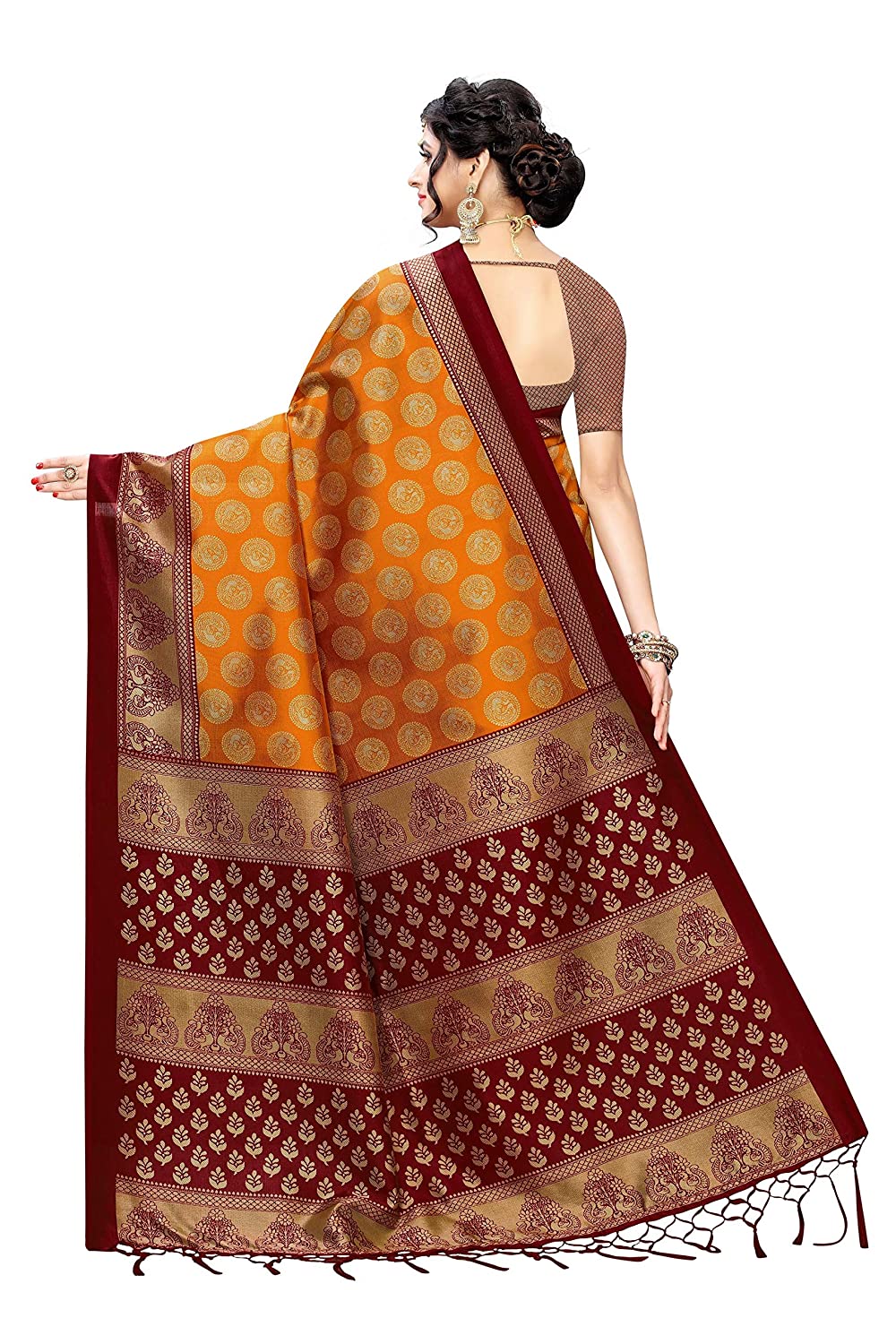 Women's Khadi Silk Printed Saree With Blouse Piece