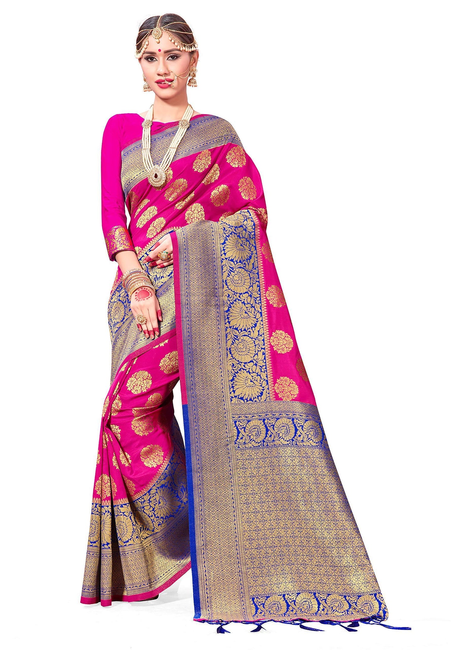 sarees-for-women-banarasi-art-silk-woven-saree-l-indian-wedding-traditional-wear-sari-and-blouse