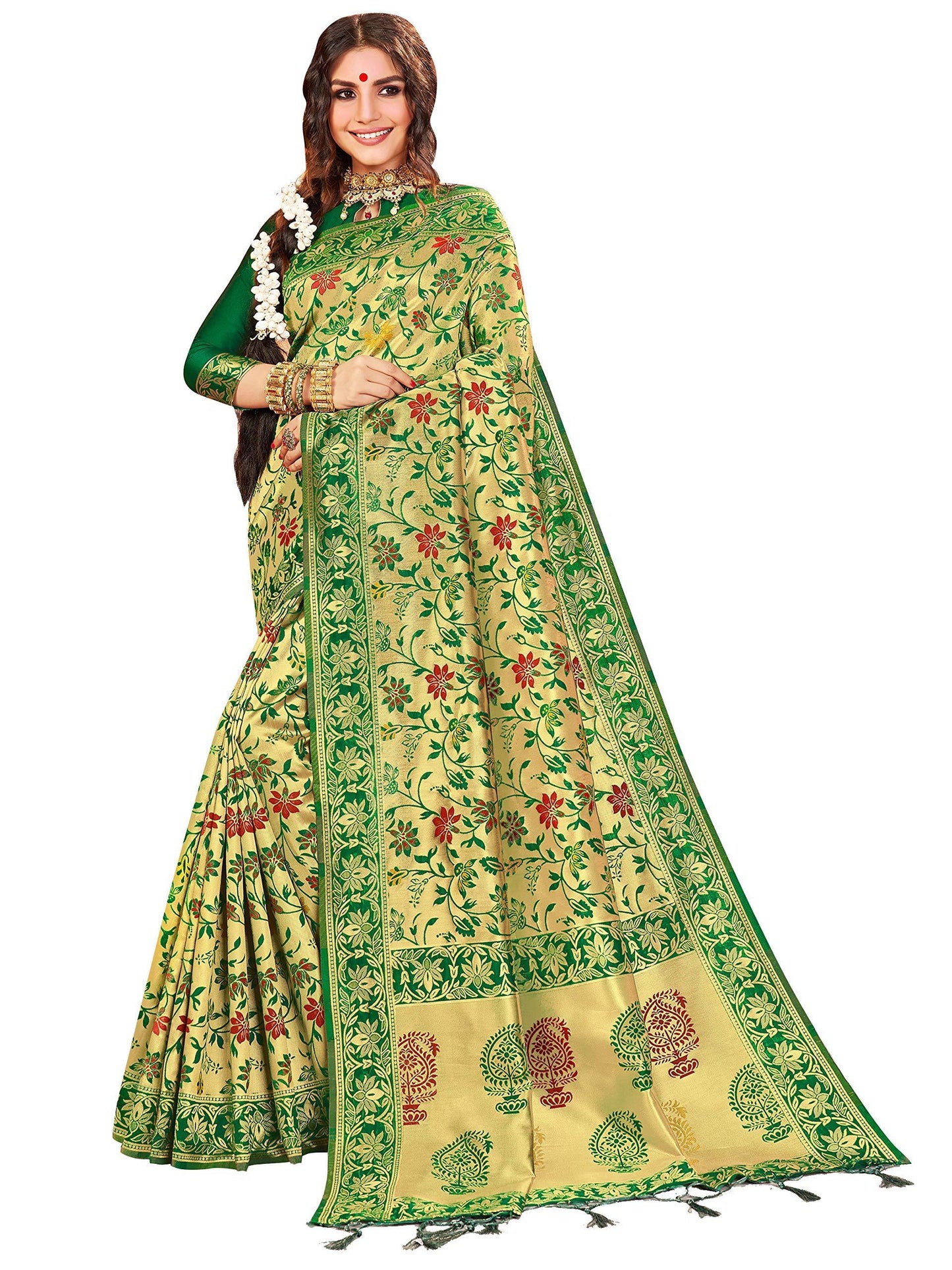 sarees-for-women-linen-banarasi-art-silk-l-indian-rakhi-wedding-diwali-gift-sari-with-unstitched-blouse-green