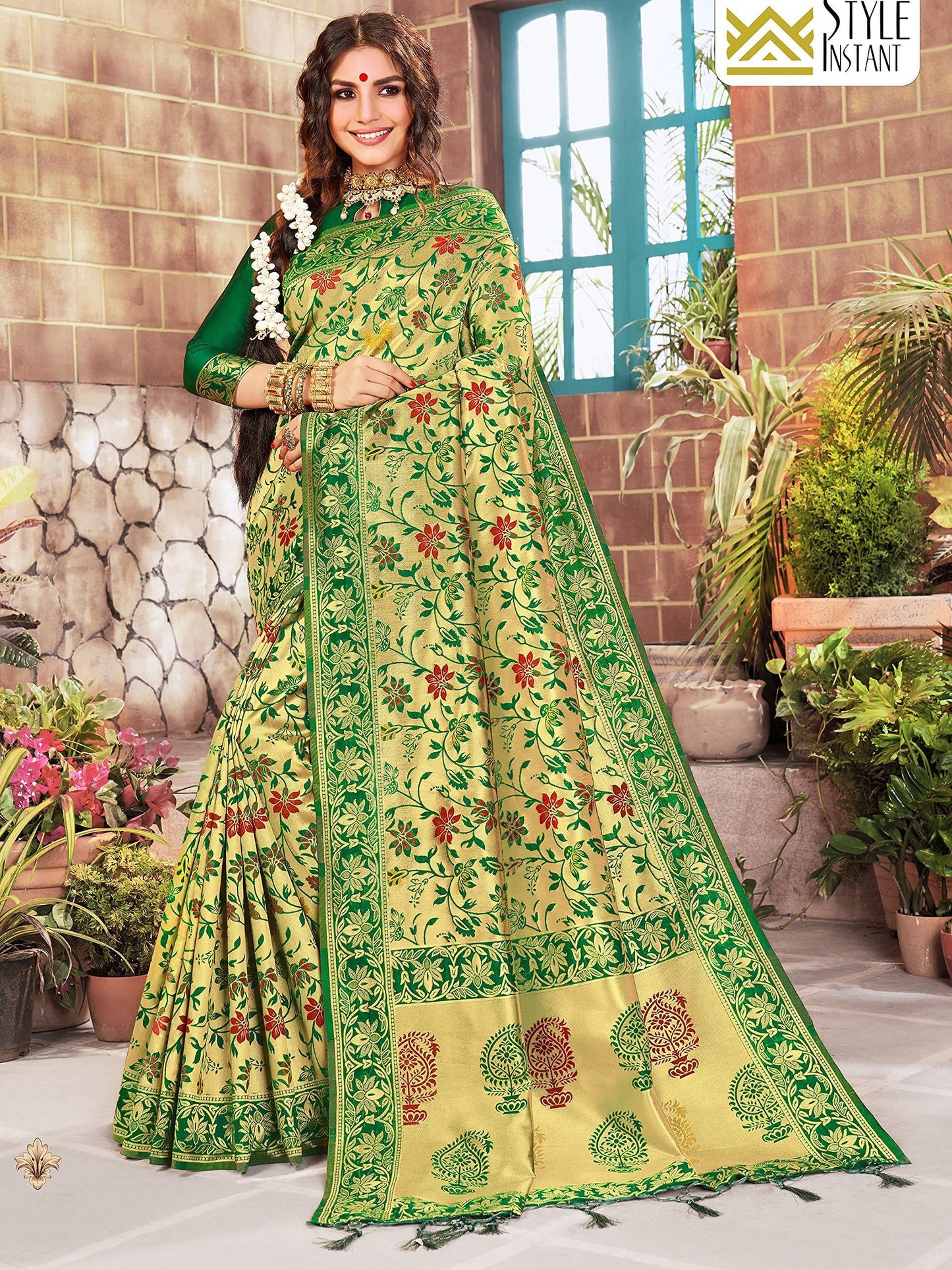 sarees-for-women-linen-banarasi-art-silk-l-indian-rakhi-wedding-diwali-gift-sari-with-unstitched-blouse-green