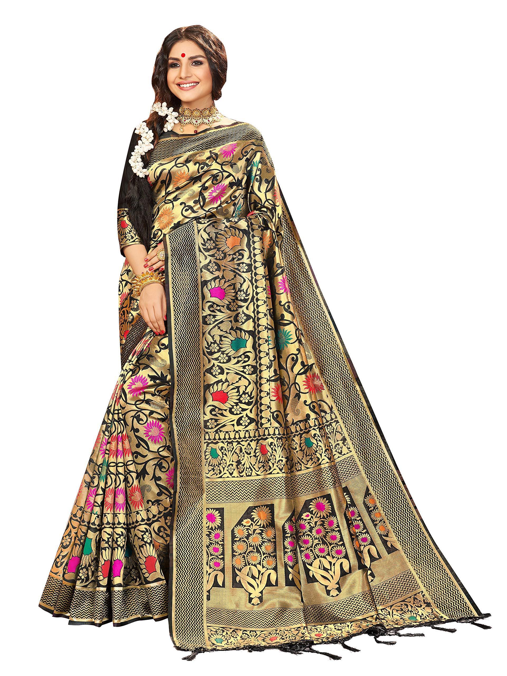 sarees-for-women-linen-banarasi-art-silk-l-indian-rakhi-wedding-diwali-gift-sari-with-unstitched-blouse-black